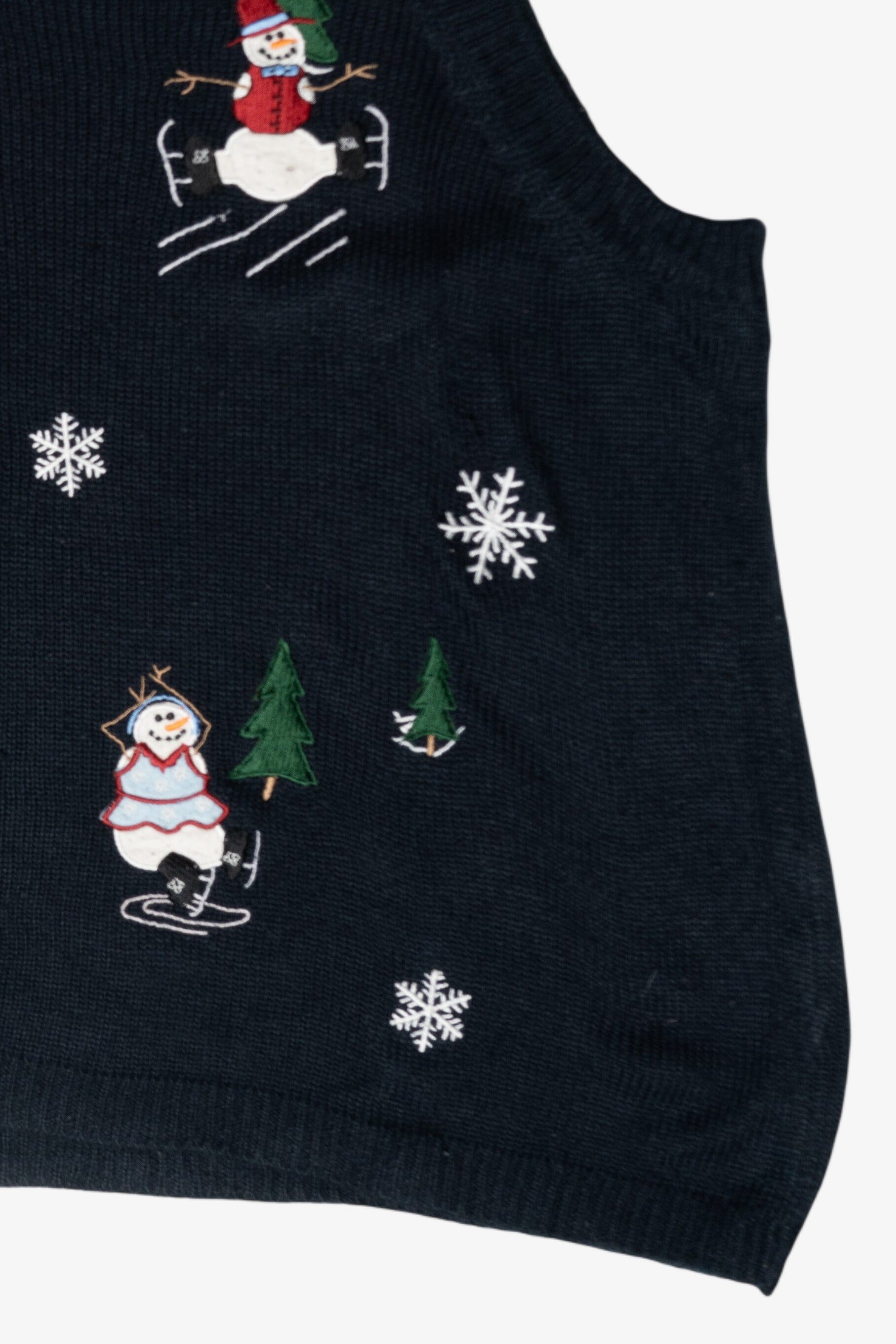 Skating Snowmen Vintage Ugly Christmas Sweater Vest (1990s)