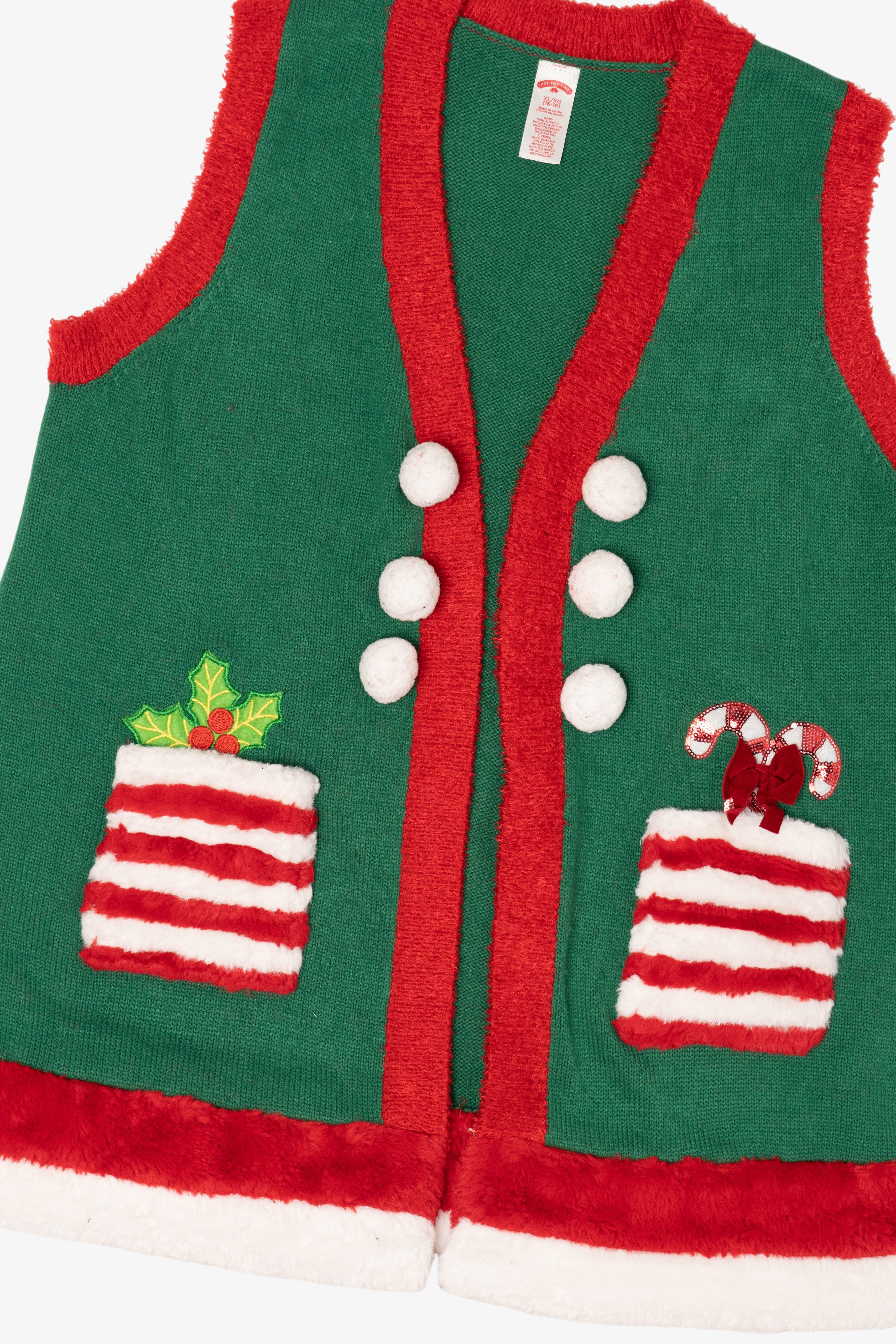 Green Holiday Time Open Ugly Christmas Vest (2010s)