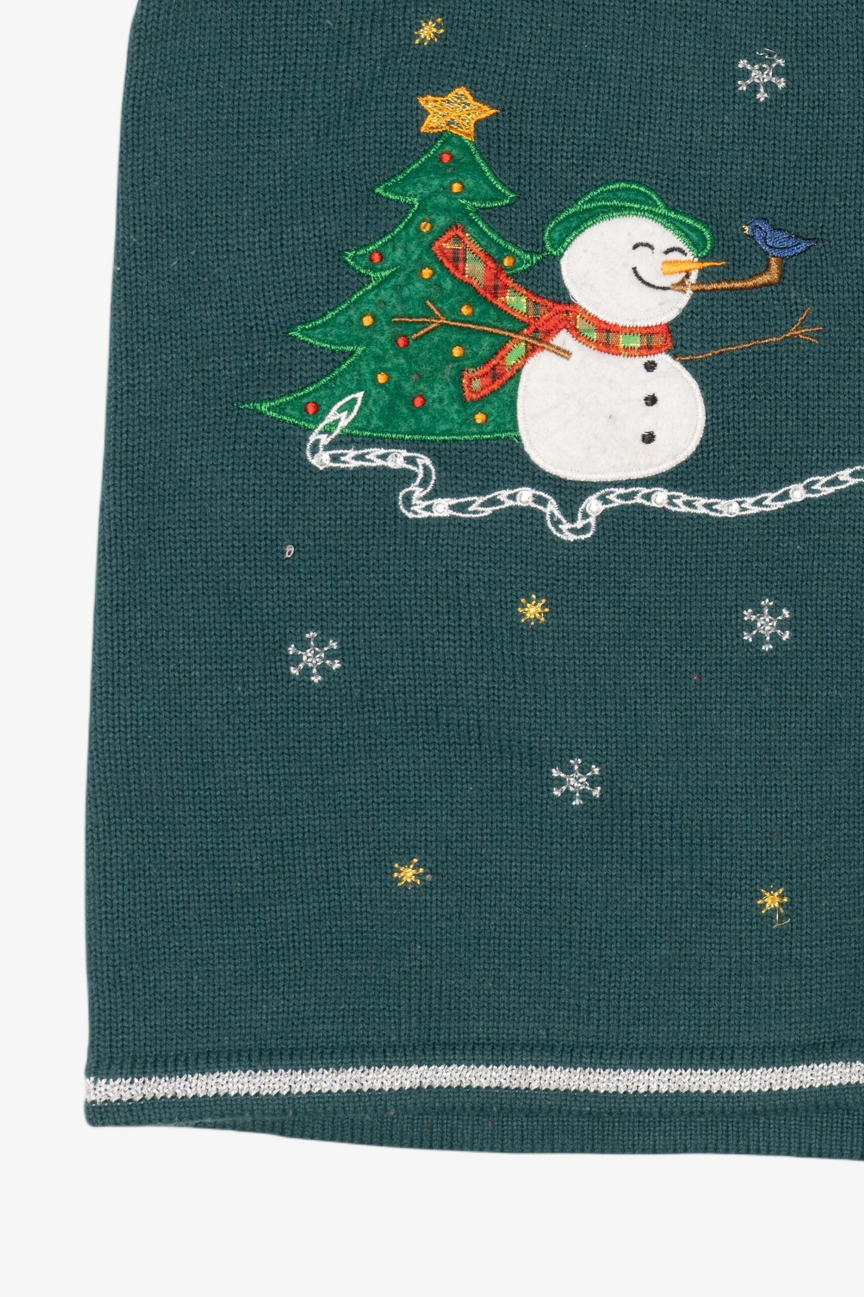 Vintage Dark Green White Stag Snowmen Ugly Christmas Vest (2000s)