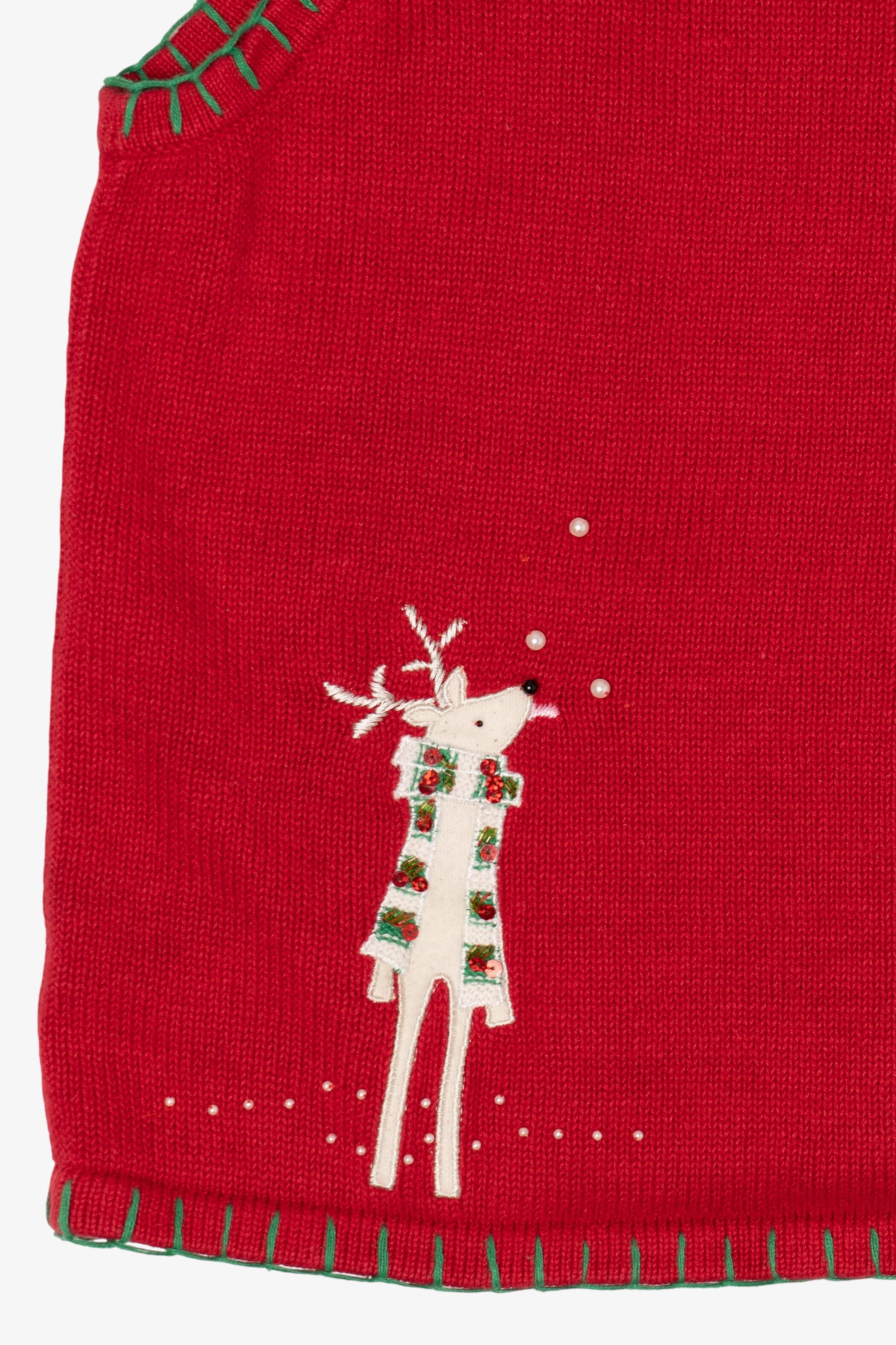 Vintage Red Kim Rogers Reindeer Ugly Christmas Vest (2000s)