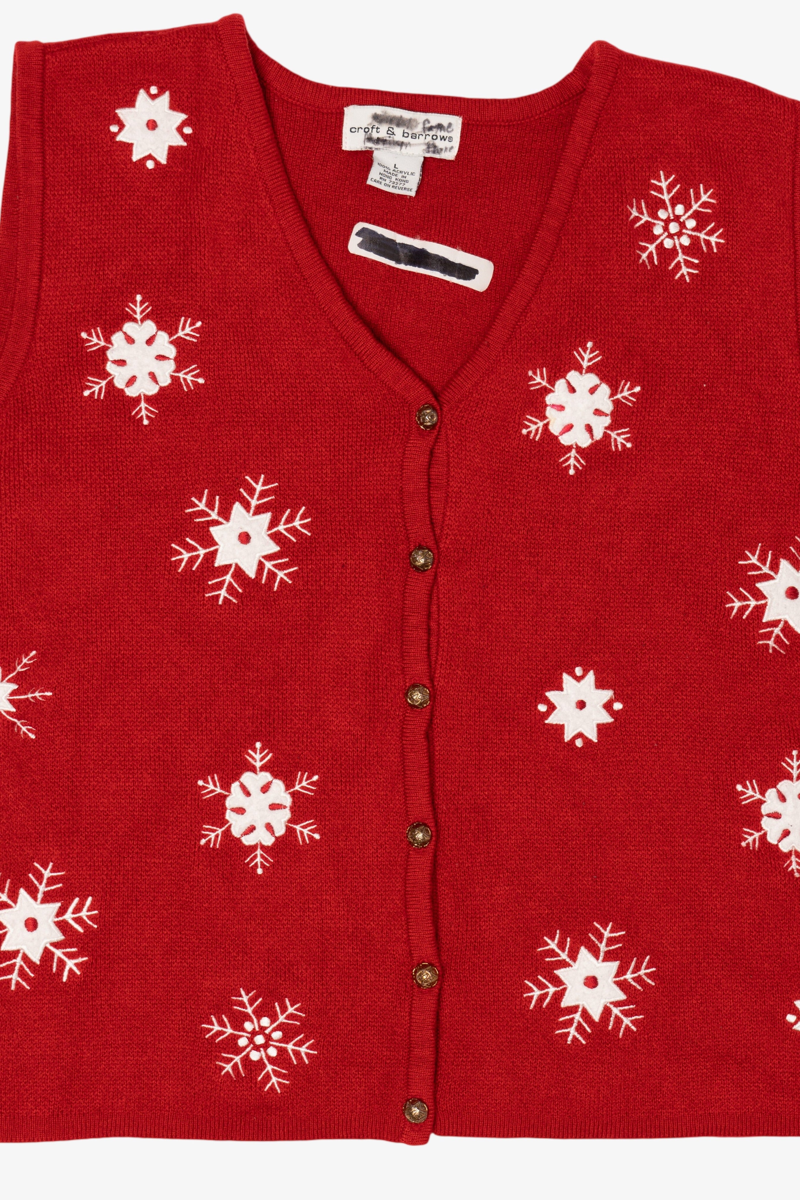 Vintage Red Croft & Barrow Snowflakes Ugly Christmas Vest (2000s)