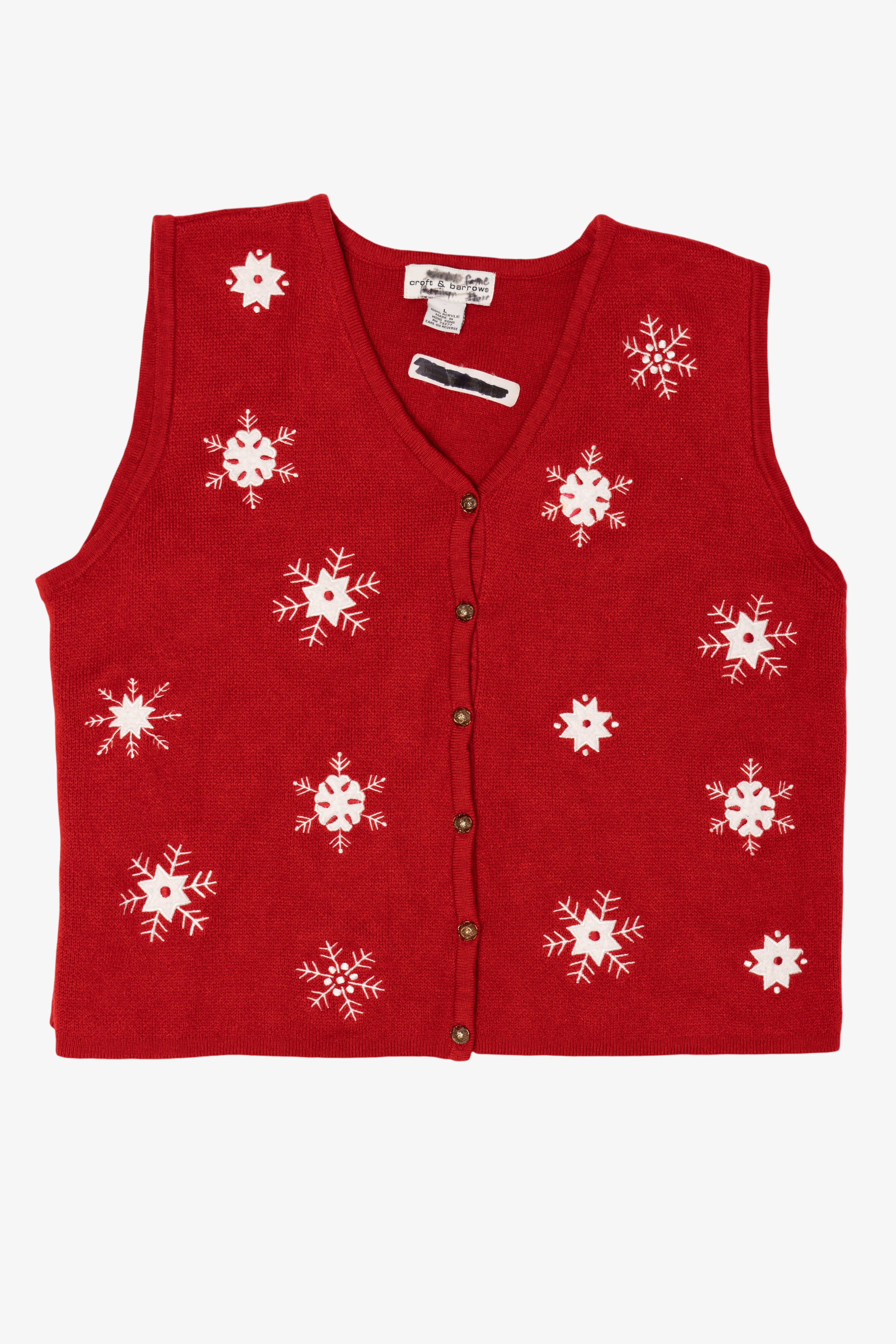 Vintage Red Croft & Barrow Snowflakes Ugly Christmas Vest (2000s)