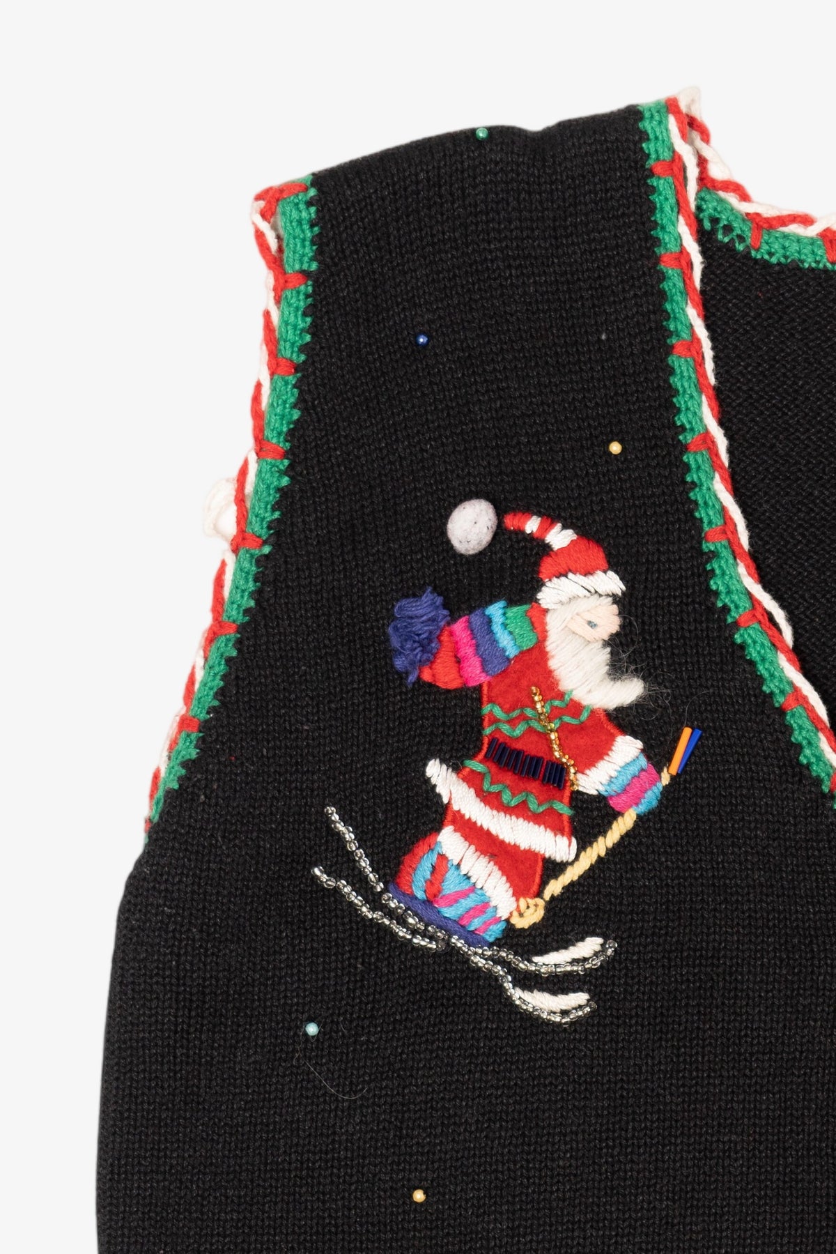 Vintage Black Hastings & Smith Santa Ugly Christmas Vest (1990s)
