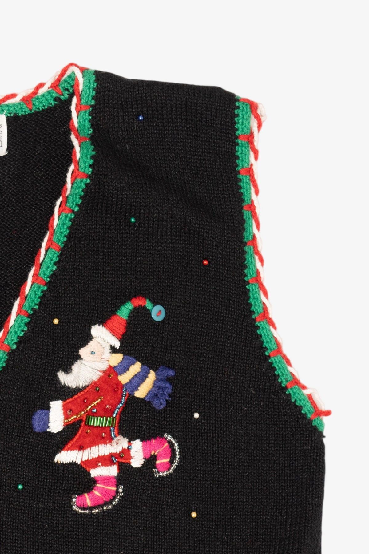 Vintage Black Hastings & Smith Santa Ugly Christmas Vest (1990s)