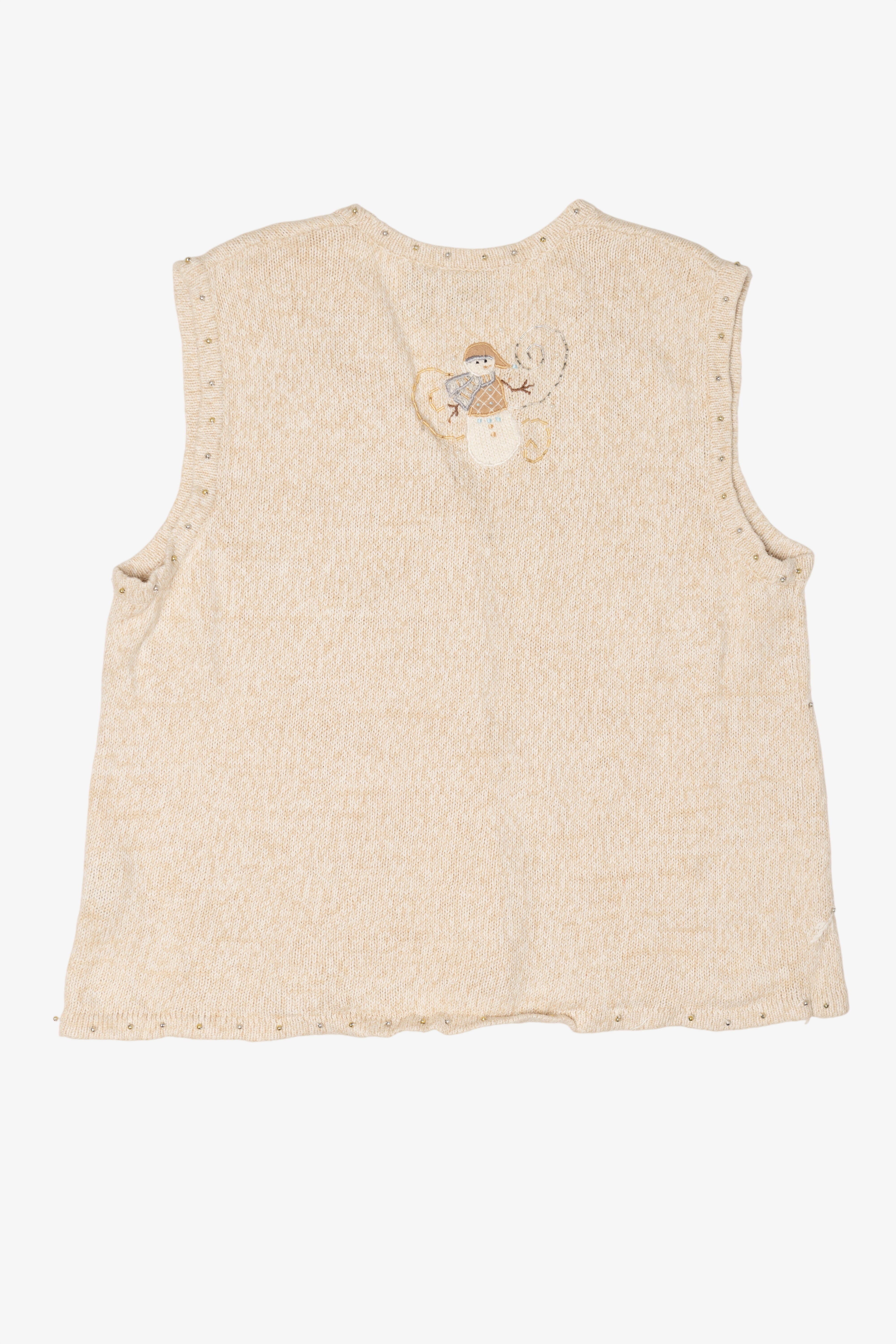Vintage Ivory Erika Snowmen Ugly Christmas Vest (1990s)