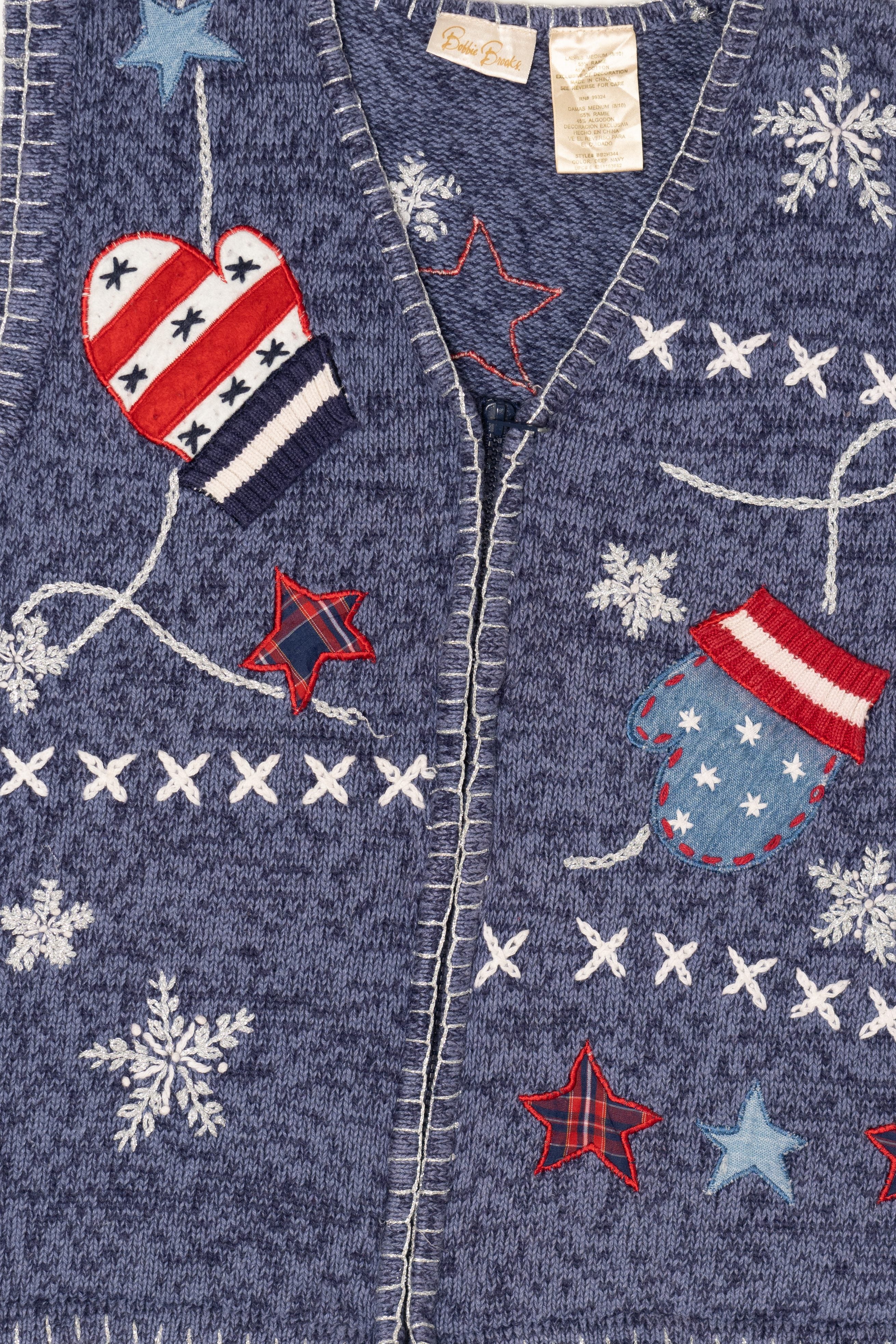 Vintage Blue Bobbie Brooks Ugly Christmas Vest (1990s)