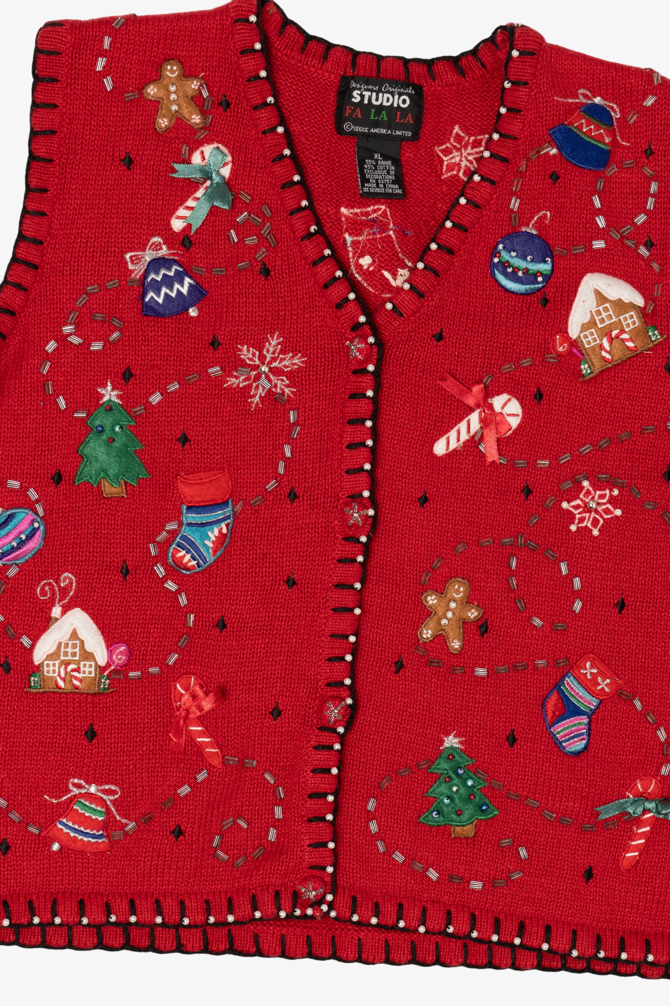 Vintage Red Designers Originals Studio Ugly Christmas Vest (1990s)
