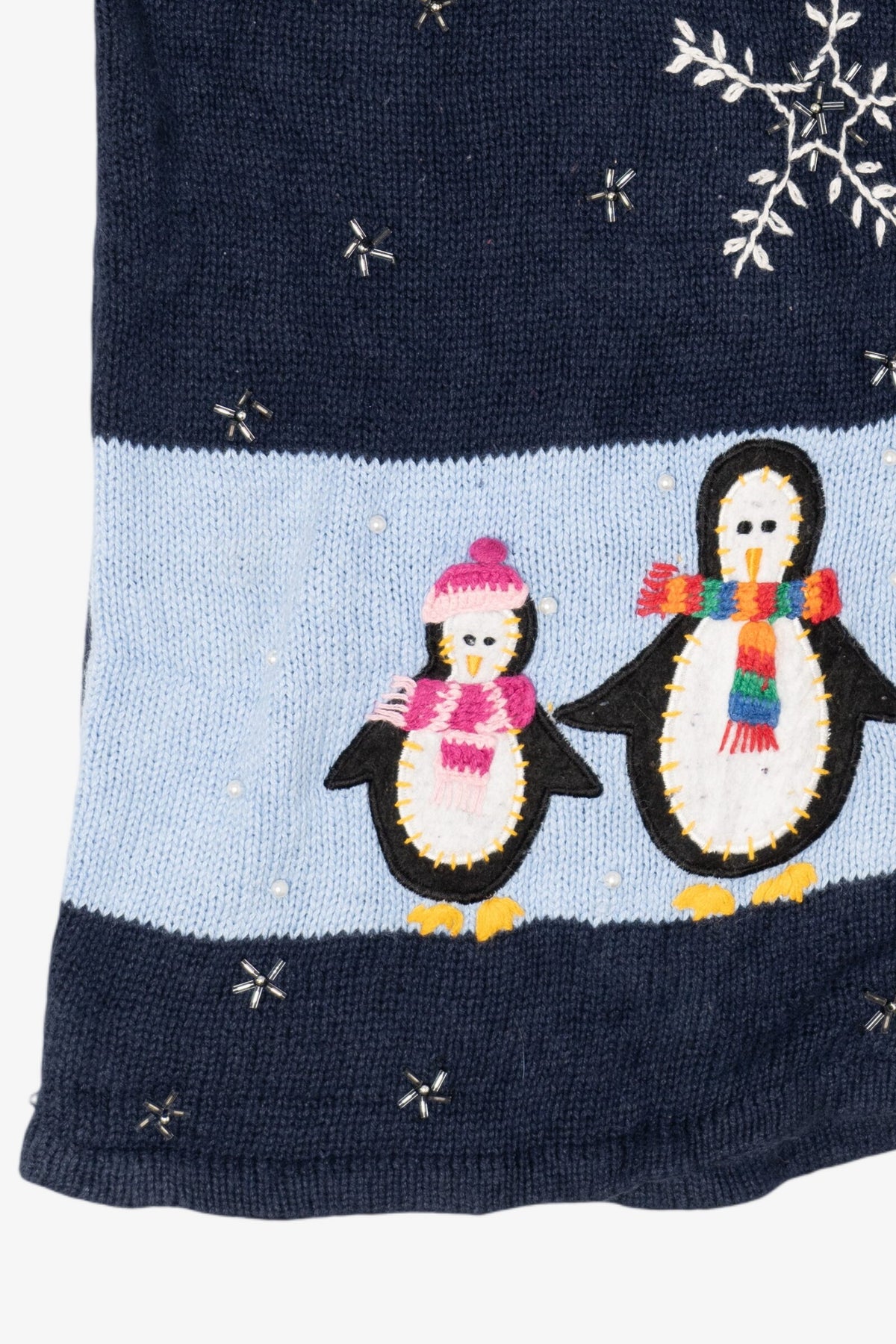 Vintage Navy Blue Bobbie Brooks Penguins Christmas Vest (1990s)
