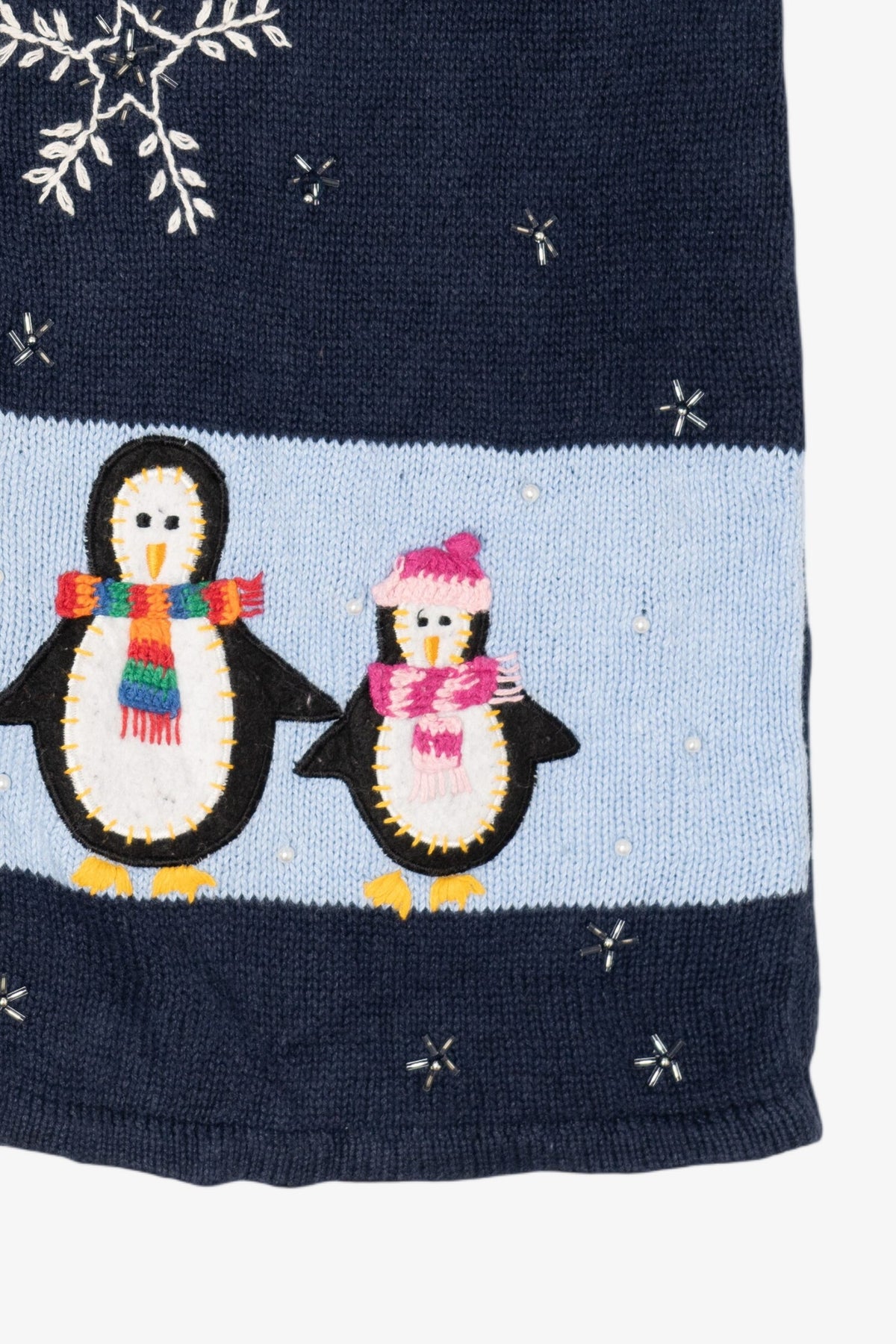 Vintage Navy Blue Bobbie Brooks Penguins Christmas Vest (1990s)