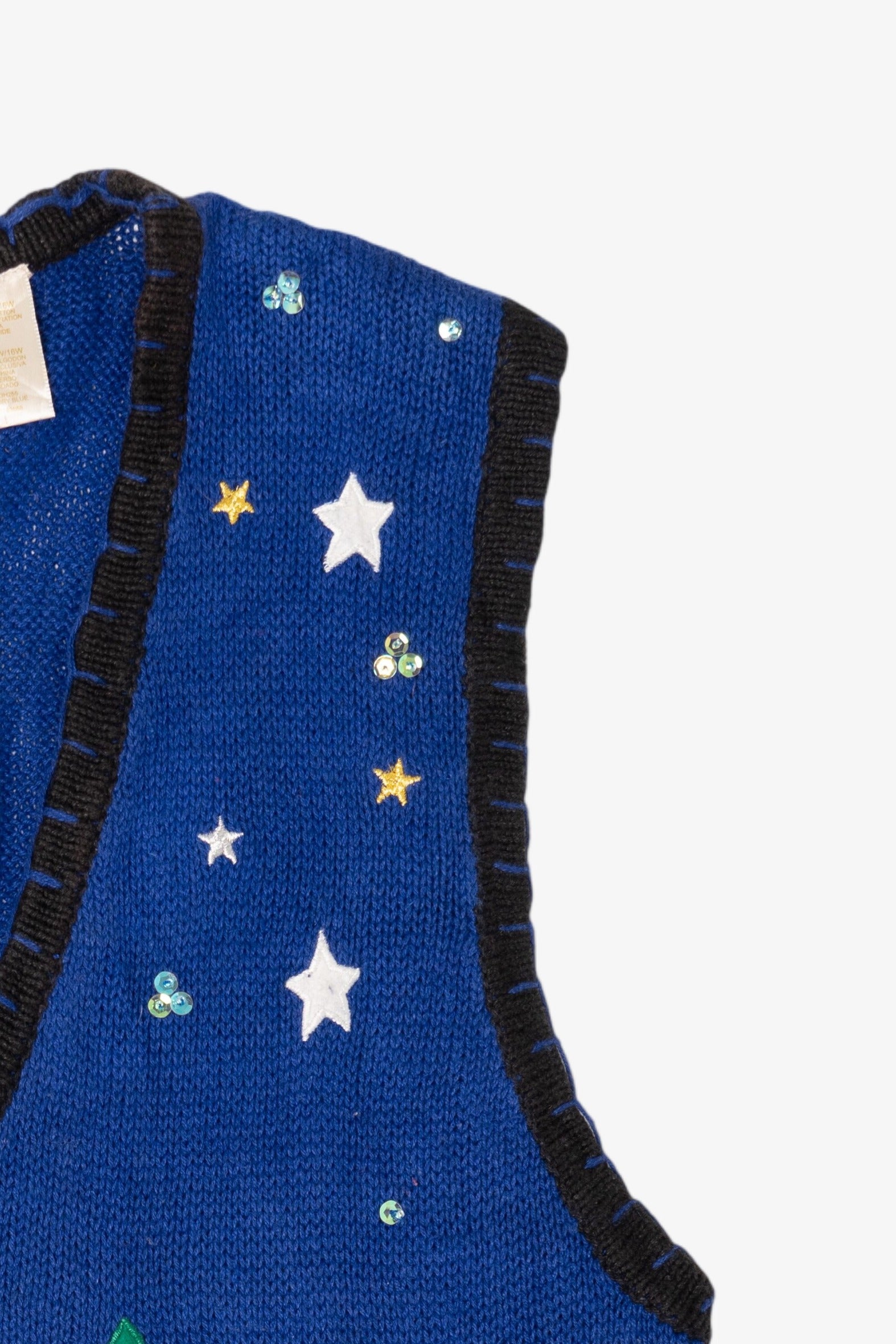Vintage Blue Bobbie Brooks Presents Ugly Christmas Vest (1990s)