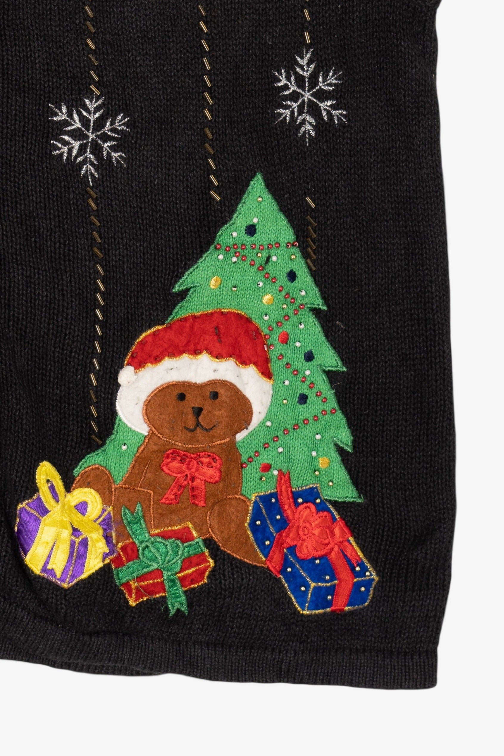 Vintage Black Bobbie Brooks Teddy Bears Ugly Christmas Vest (1990s)