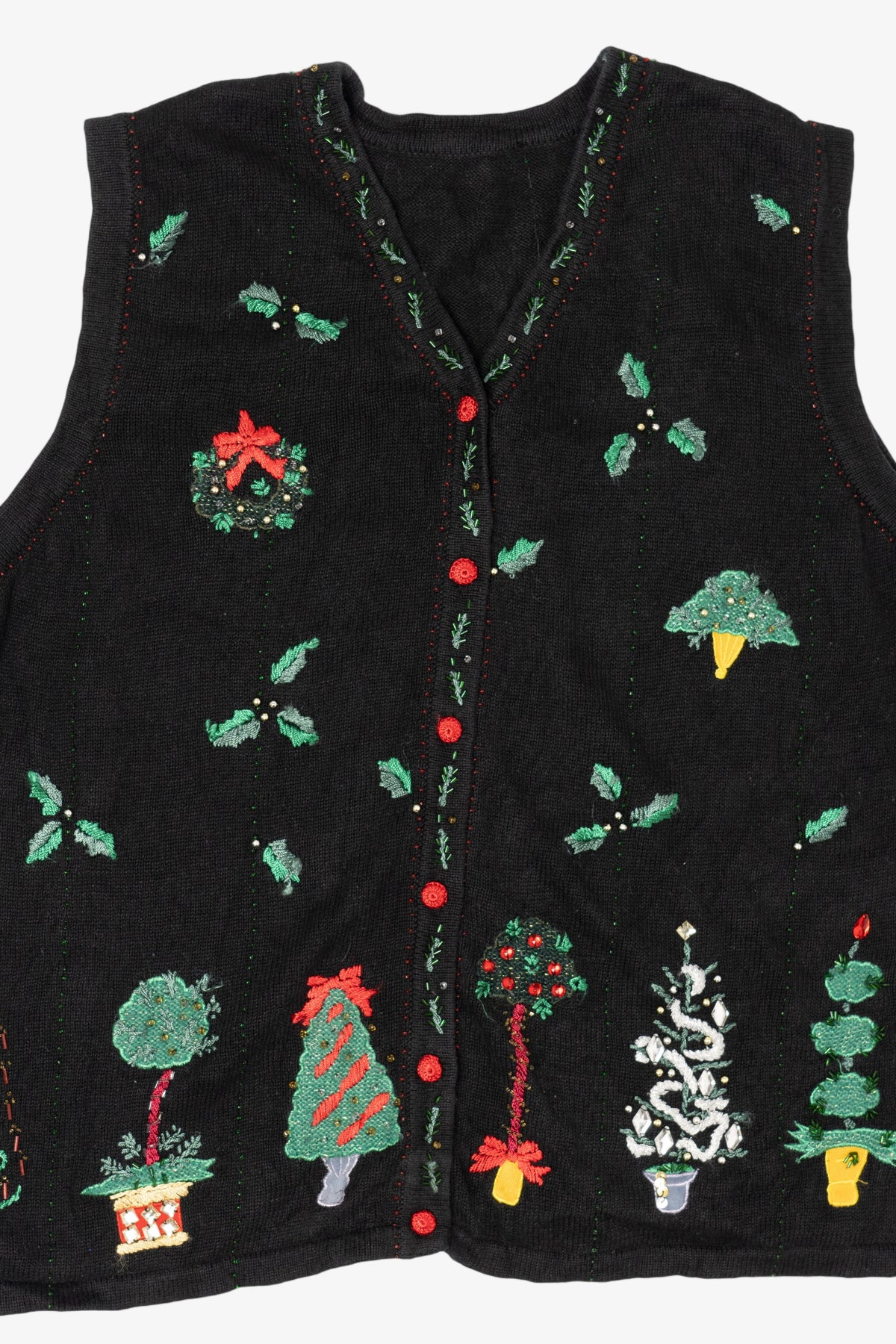 Vintage Black Trees Ugly Christmas Vest (1990s)