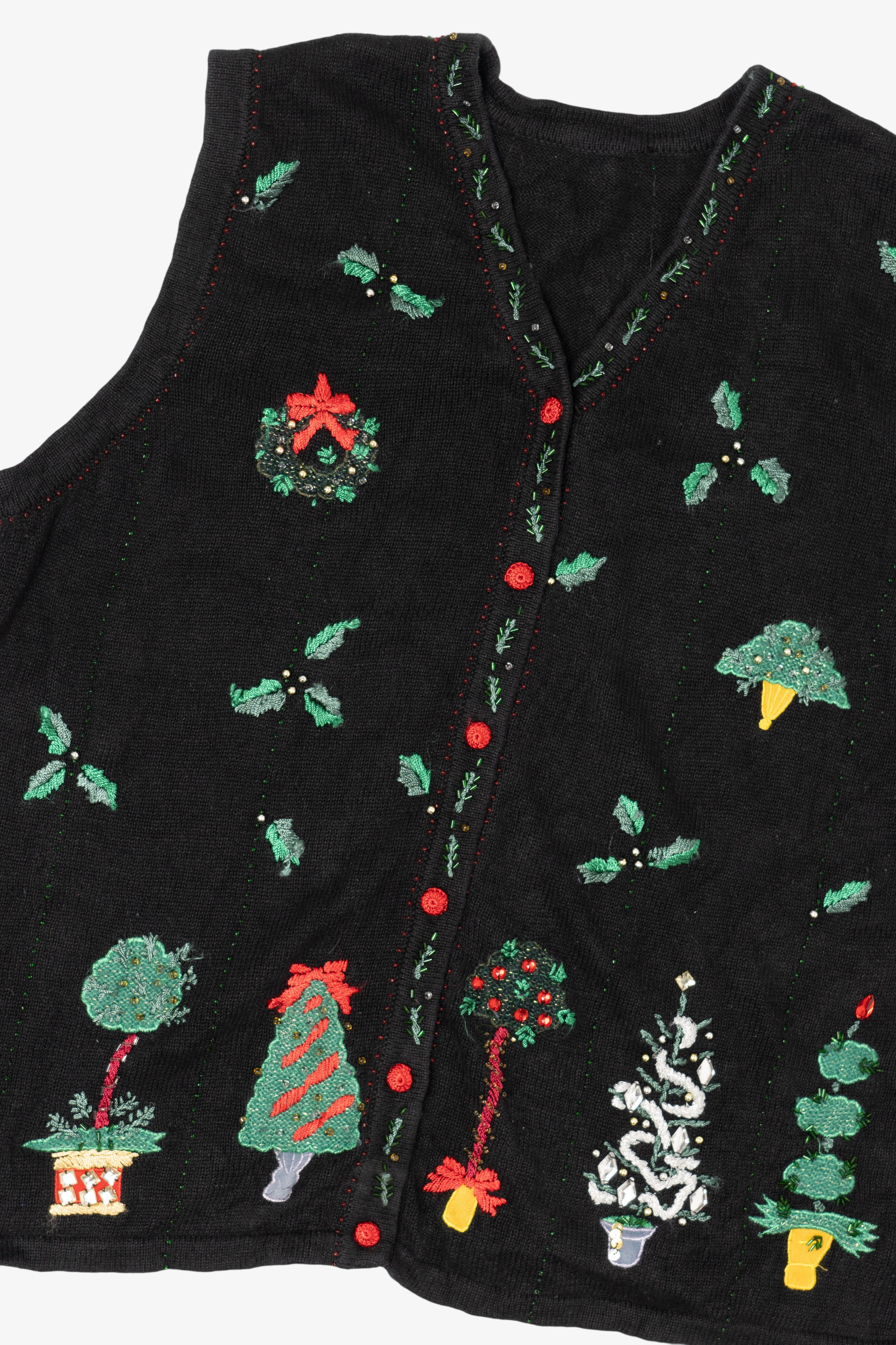 Vintage Black Trees Ugly Christmas Vest (1990s)