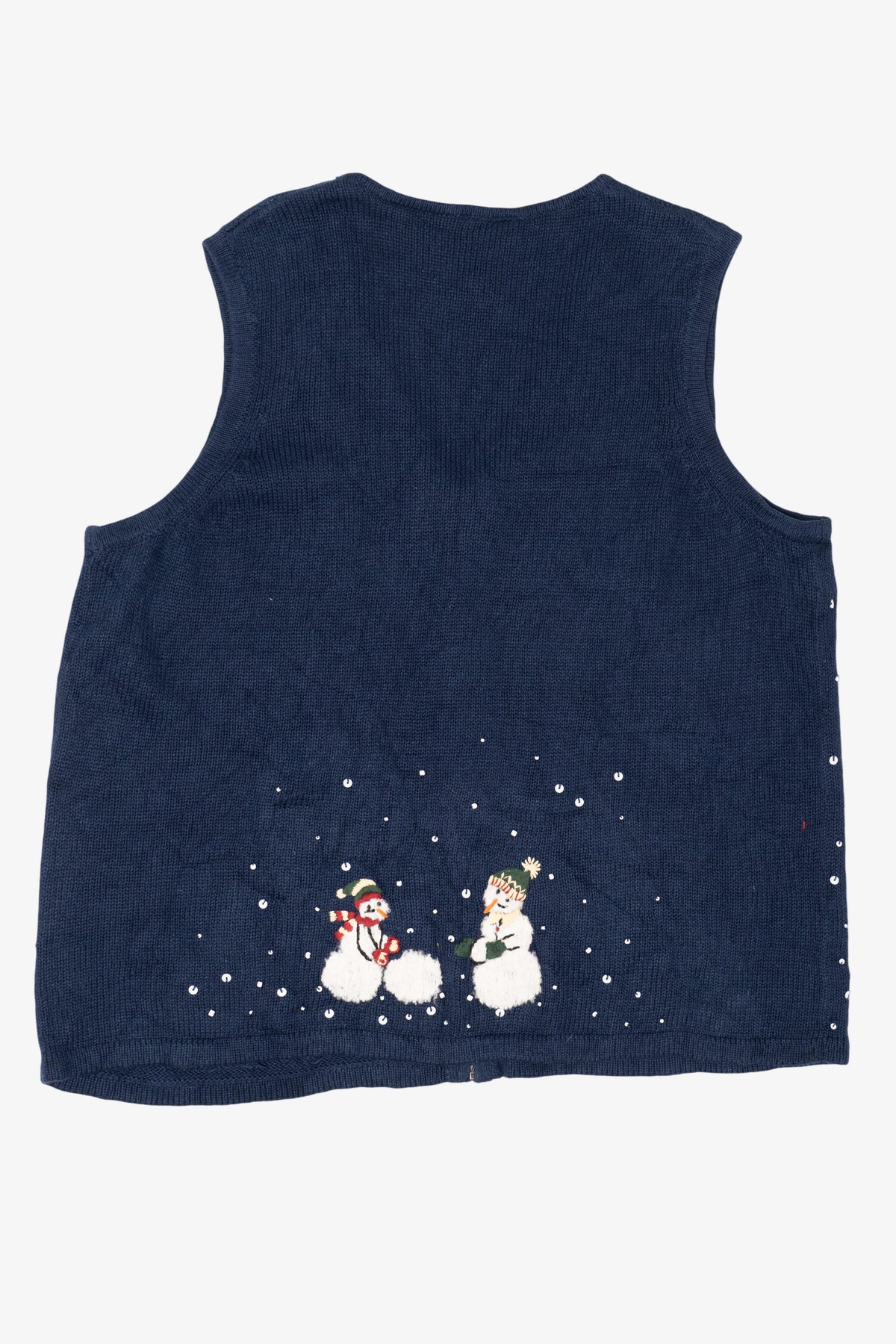 Vintage Navy Blue Breckenridge Snowmen Ugly Christmas Vest (1990s)