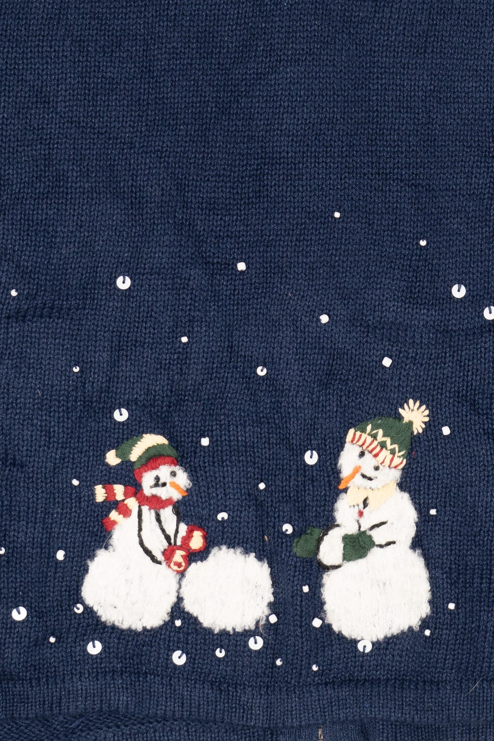 Vintage Navy Blue Breckenridge Snowmen Ugly Christmas Vest (1990s)