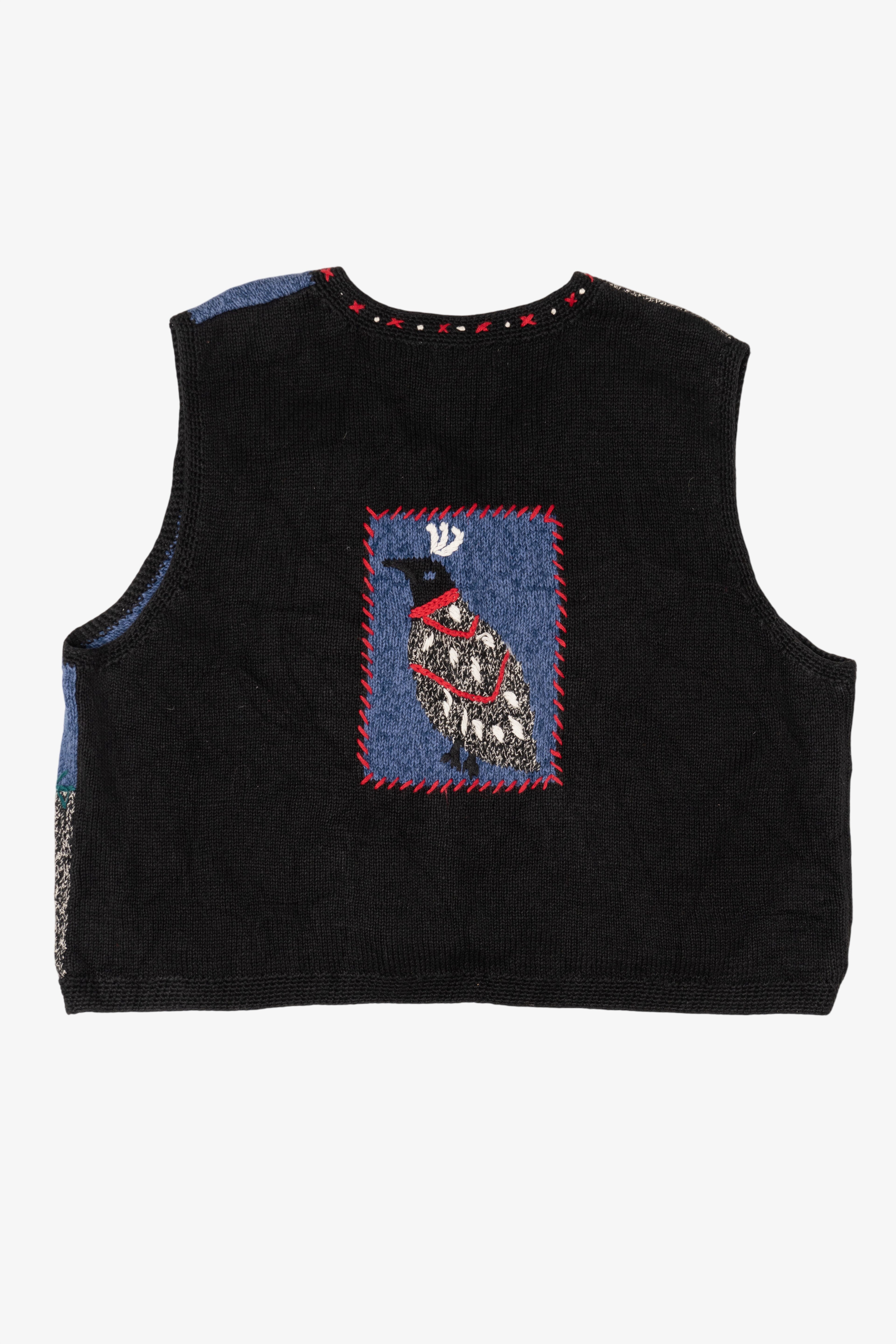 Vintage Black Sigrid Olsen Ugly Christmas Vest (1990s)