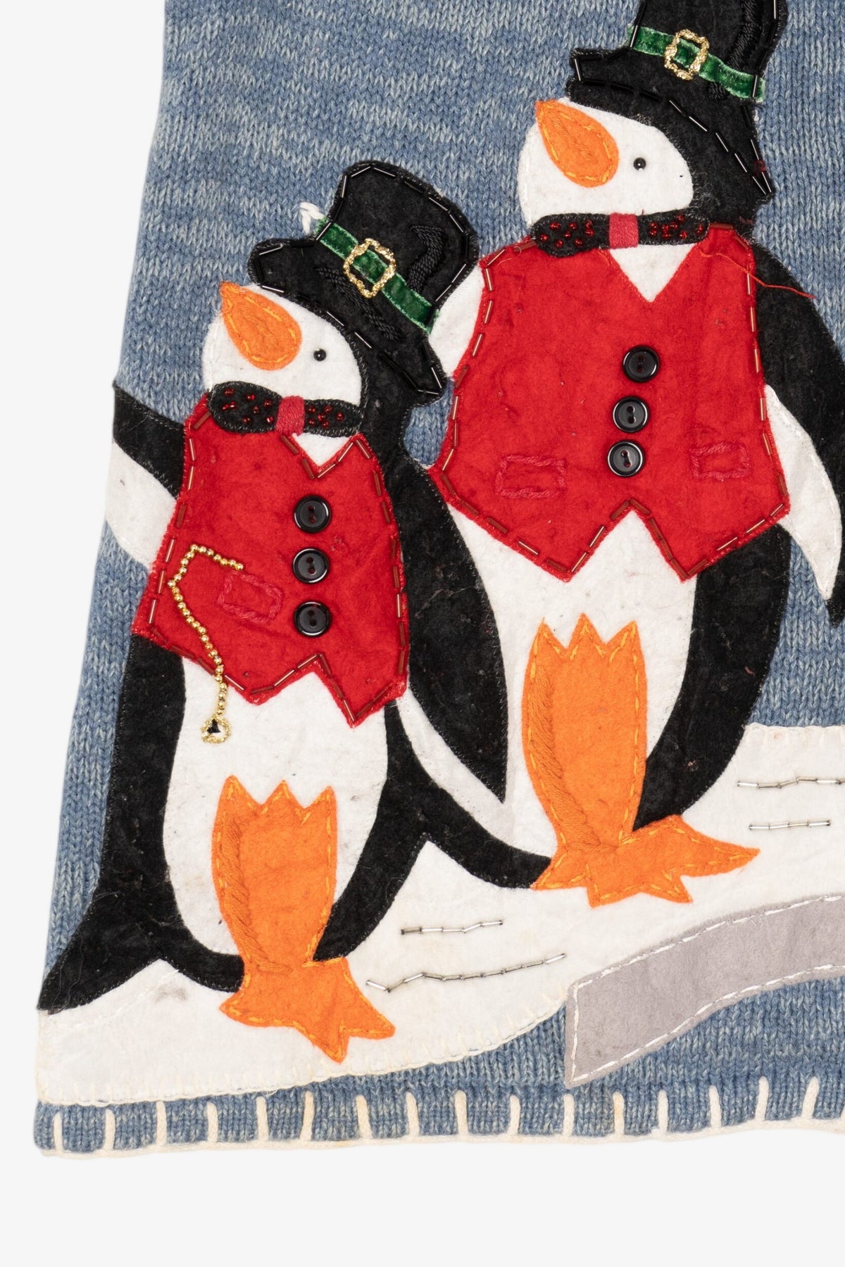 Vintage Light Blue Heirloom Collectible Penguins Christmas Vest (2000s)