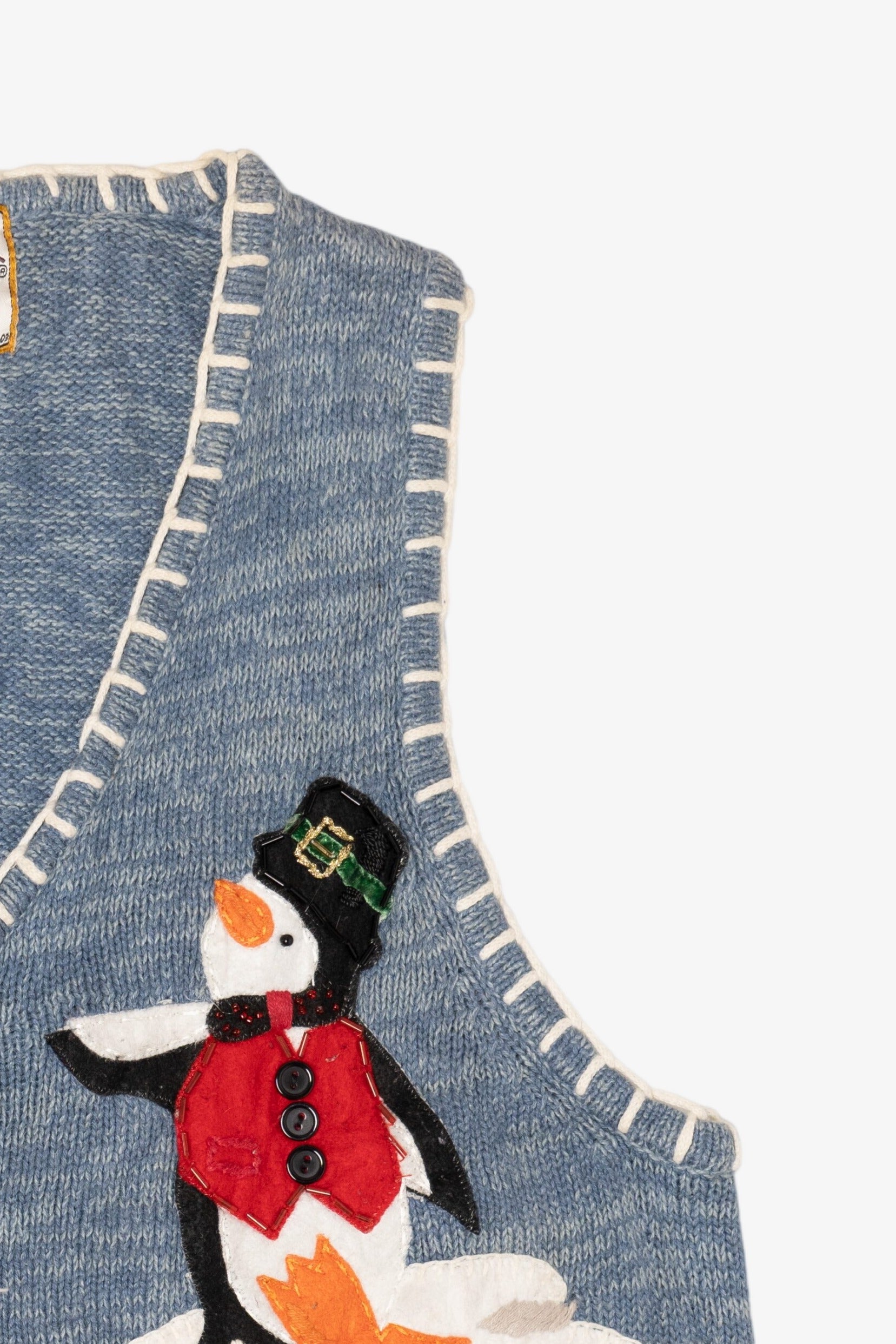 Vintage Light Blue Heirloom Collectible Penguins Christmas Vest (2000s)