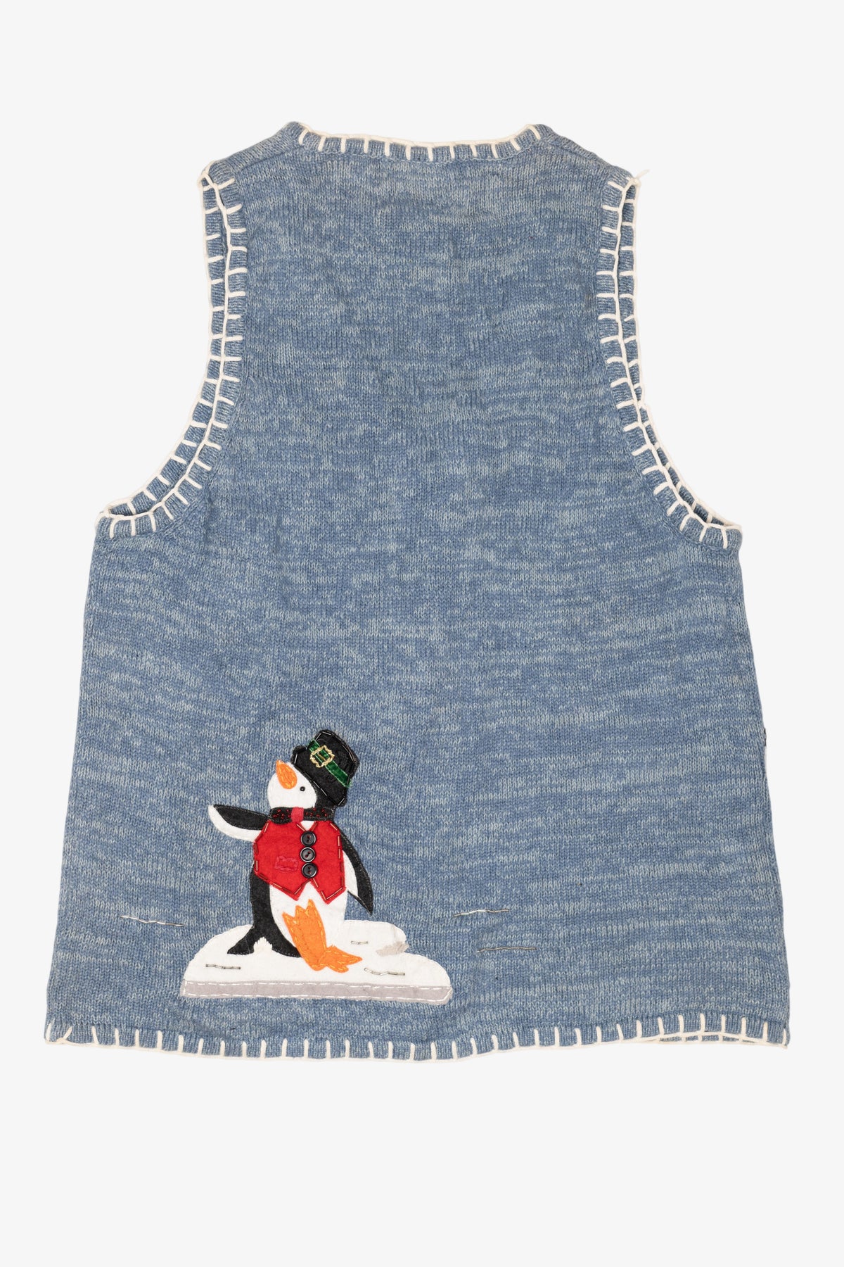 Vintage Light Blue Heirloom Collectible Penguins Christmas Vest (2000s)