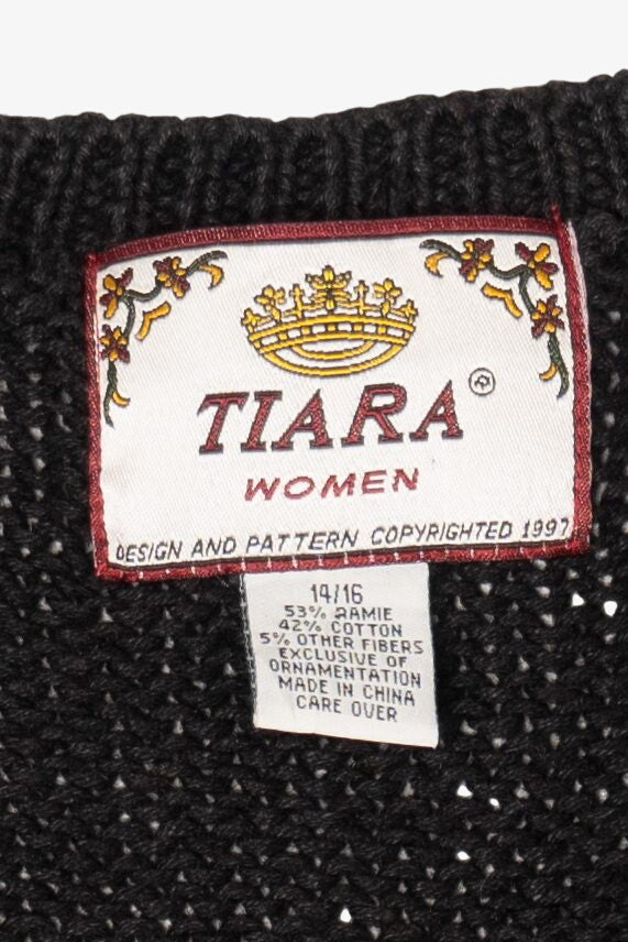 Vintage Black Tiara Ugly Christmas Vest (1990s)