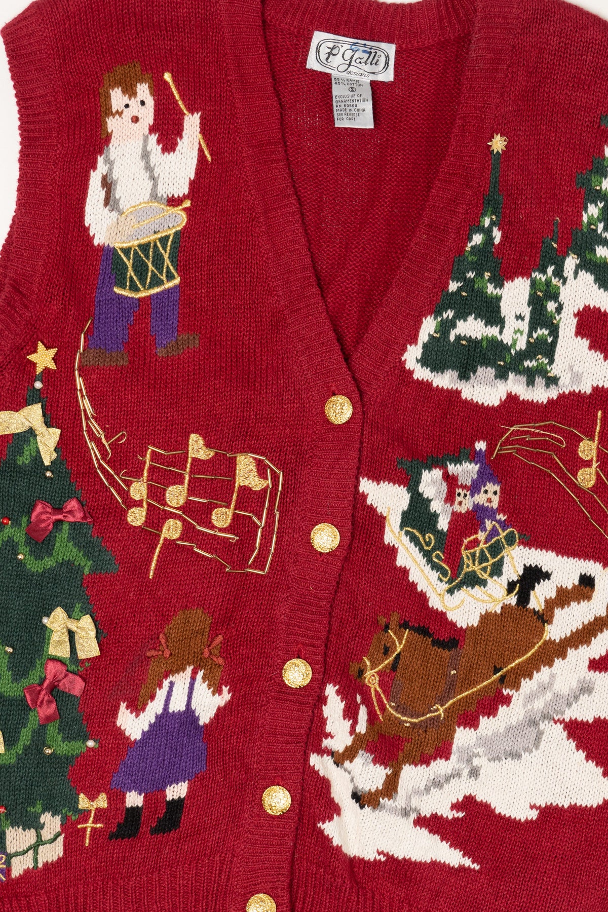 Vintage Red P'Galli Ugly Christmas Vest (1990s)