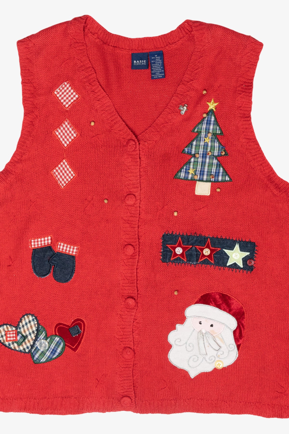 Cozy Plaid Santa Vintage Ugly Christmas Sweater Vest (2000s)