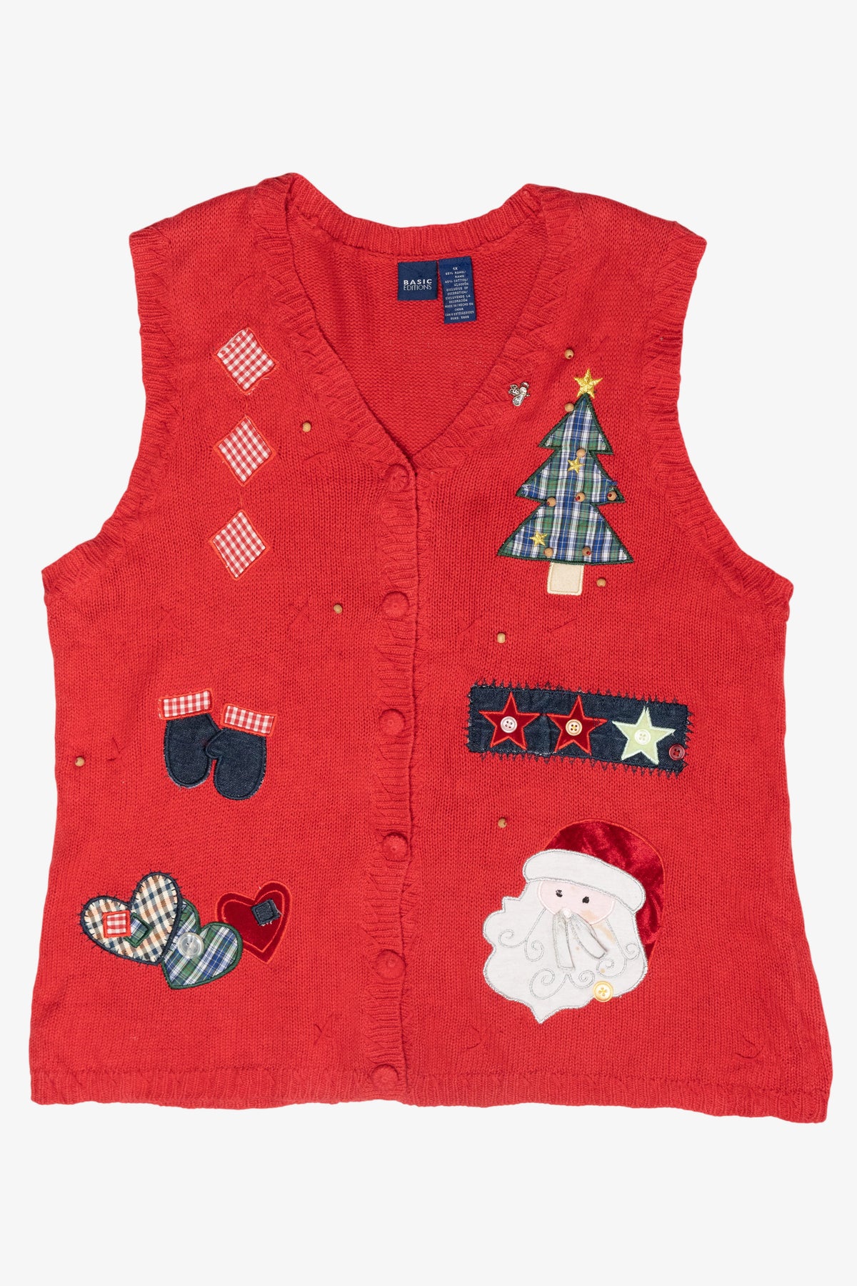 Cozy Plaid Santa Vintage Ugly Christmas Sweater Vest (2000s)