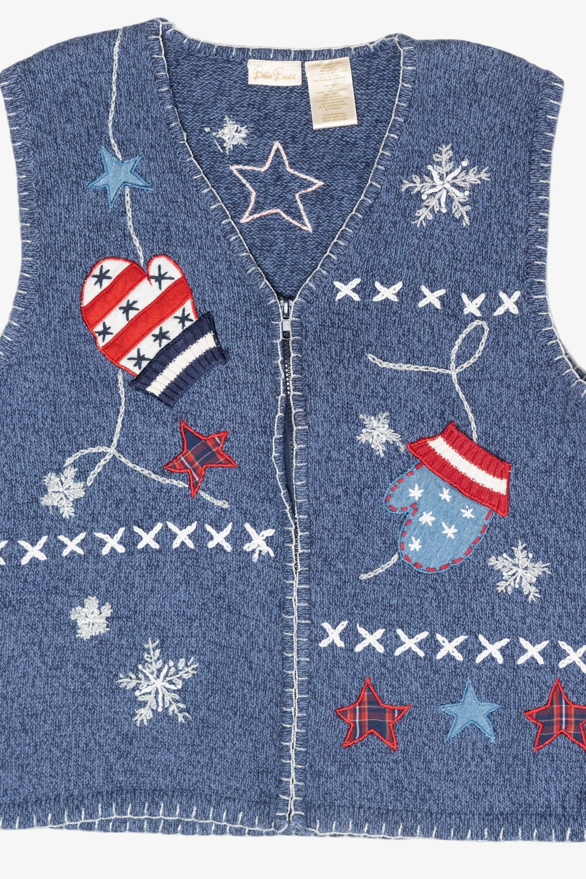 Patriotic Mittens Vintage Ugly Christmas Sweater Vest (2000s)