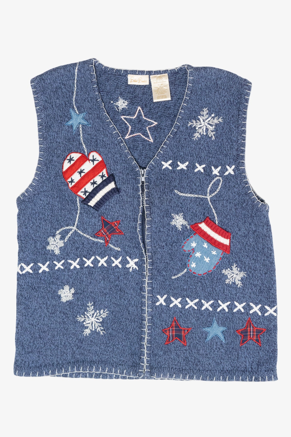Patriotic Mittens Vintage Ugly Christmas Sweater Vest (2000s)
