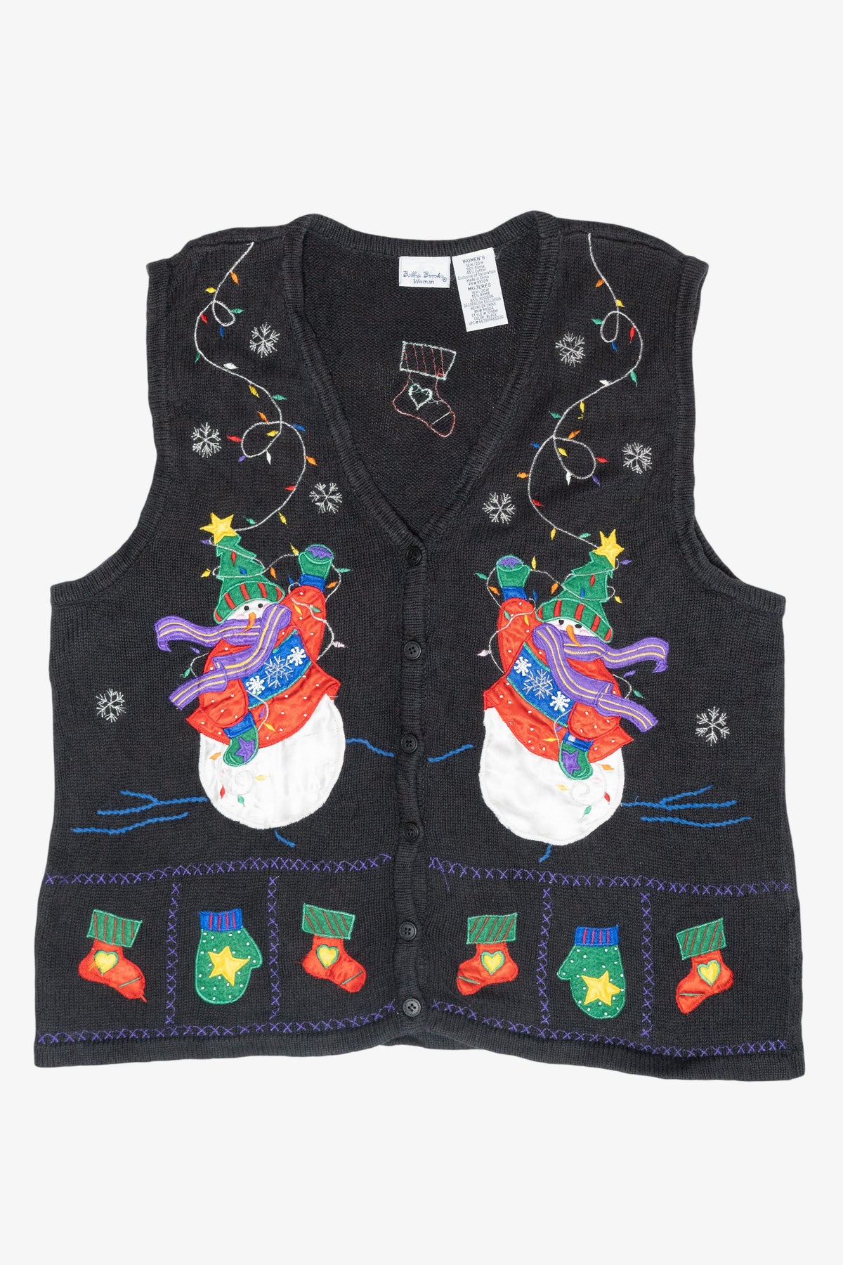 Festive Snowmen Vintage Ugly Christmas Sweater Vest (1990s)