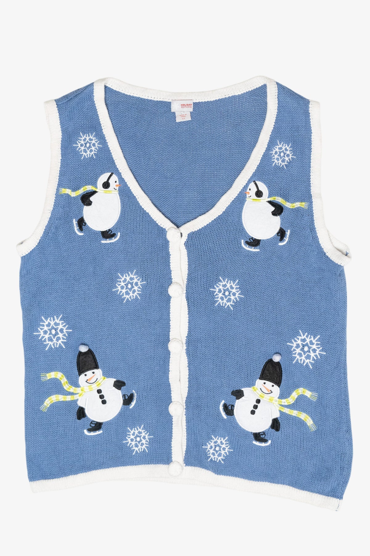Skating Snowmen Vintage Ugly Christmas Sweater Vest (2000s)