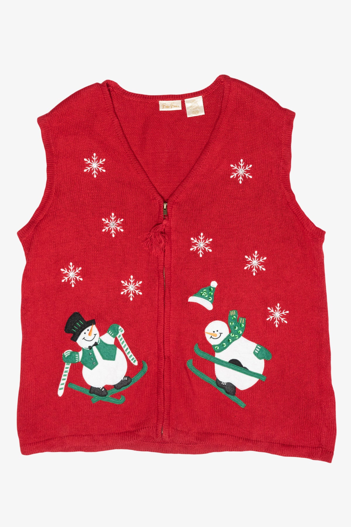 Skiing Snowmen Vintage Ugly Christmas Sweater Vest (2000s)