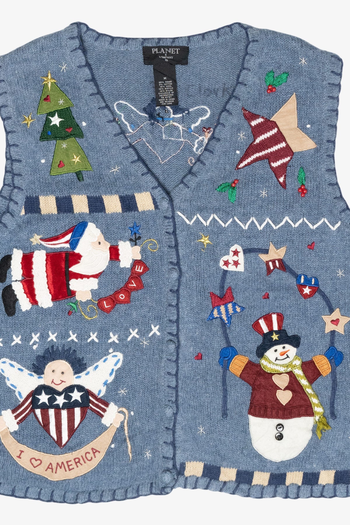 Patriotic Vintage Ugly Christmas Sweater Vest (2000s)