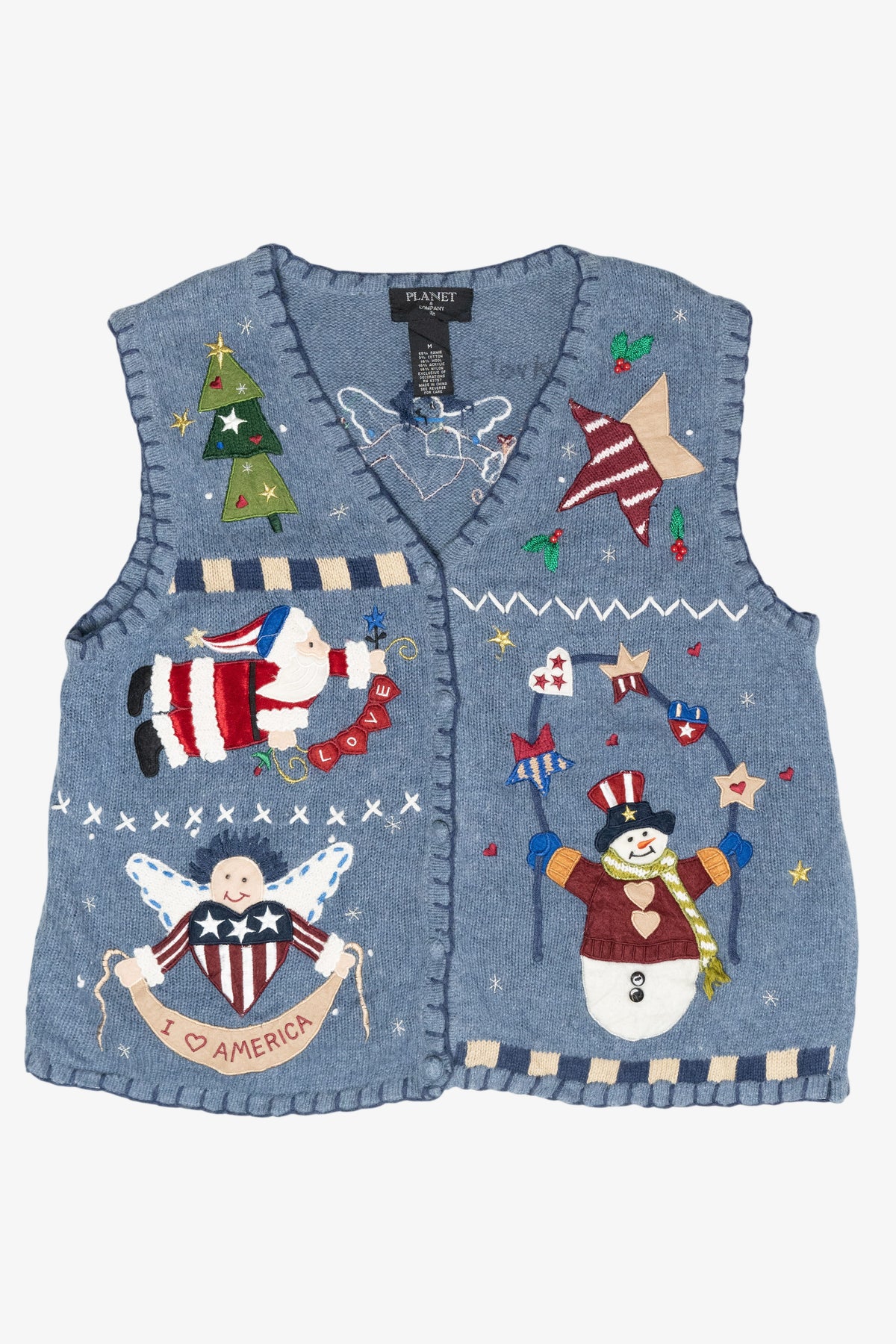 Patriotic Vintage Ugly Christmas Sweater Vest (2000s)