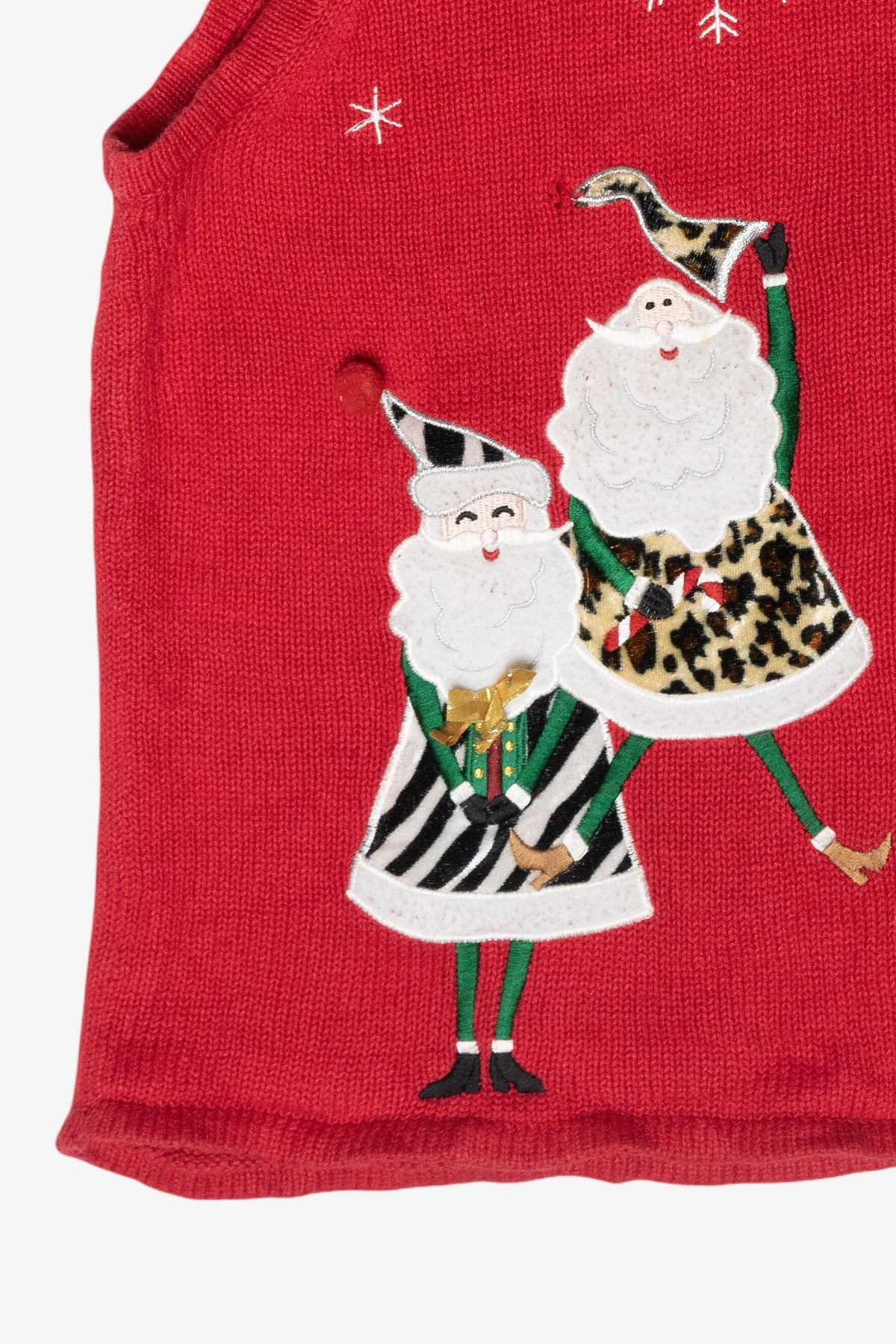 Animal Print Santas Vintage Ugly Christmas Sweater Vest (2000s)