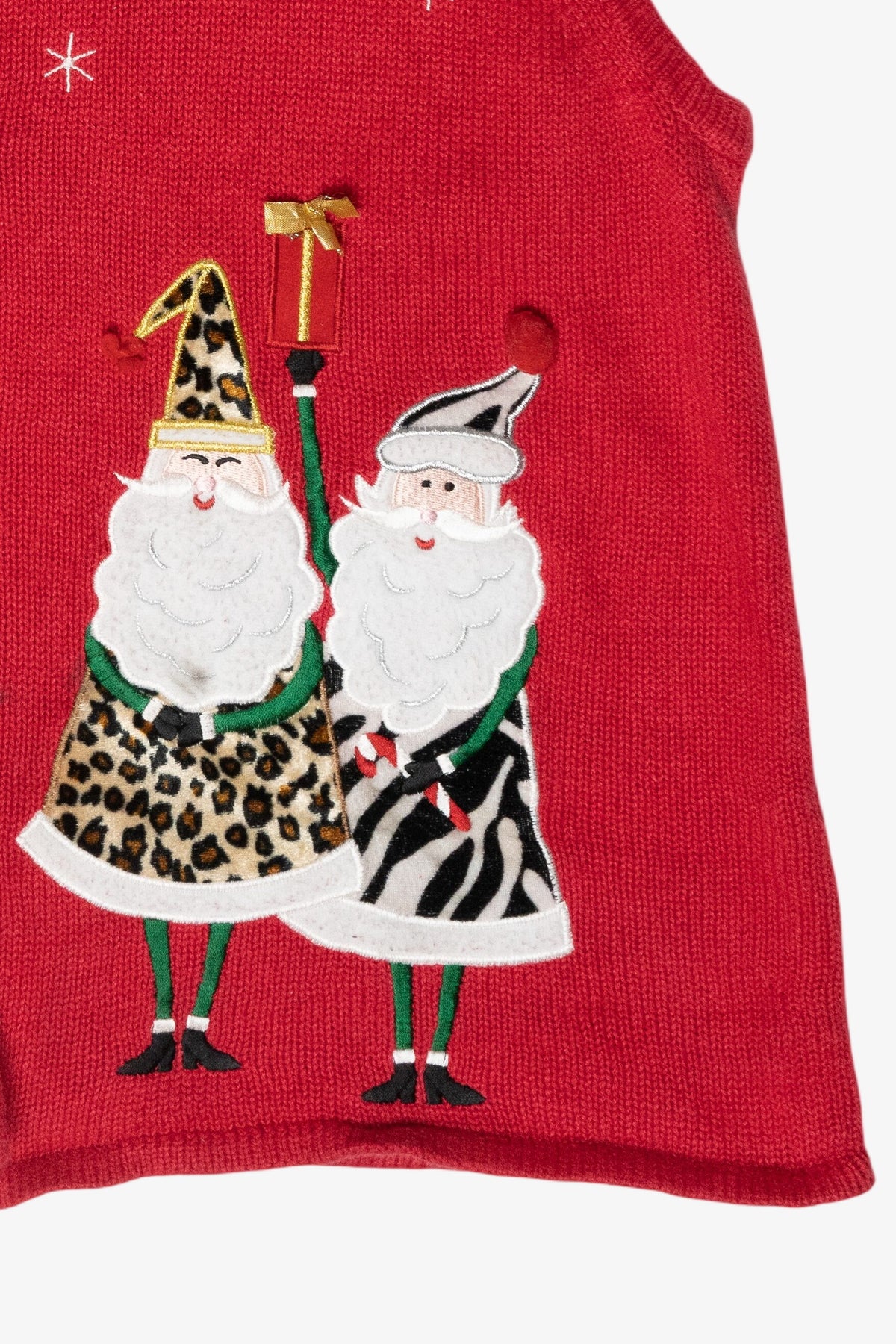 Animal Print Santas Vintage Ugly Christmas Sweater Vest (2000s)