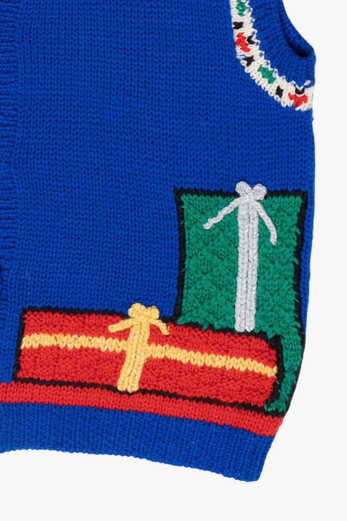 Presents Knit Trim Vintage Ugly Christmas Sweater Vest (1980s)