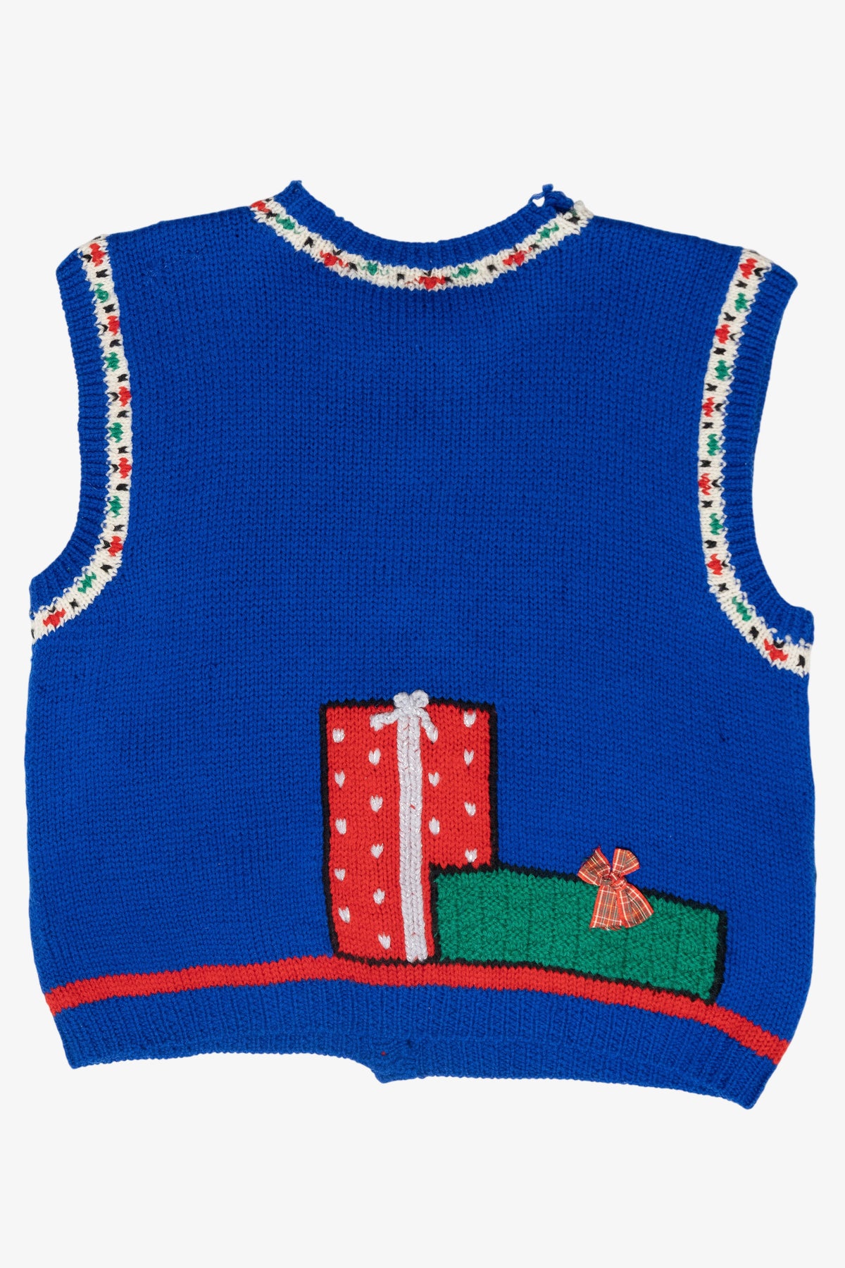 Presents Knit Trim Vintage Ugly Christmas Sweater Vest (1980s)