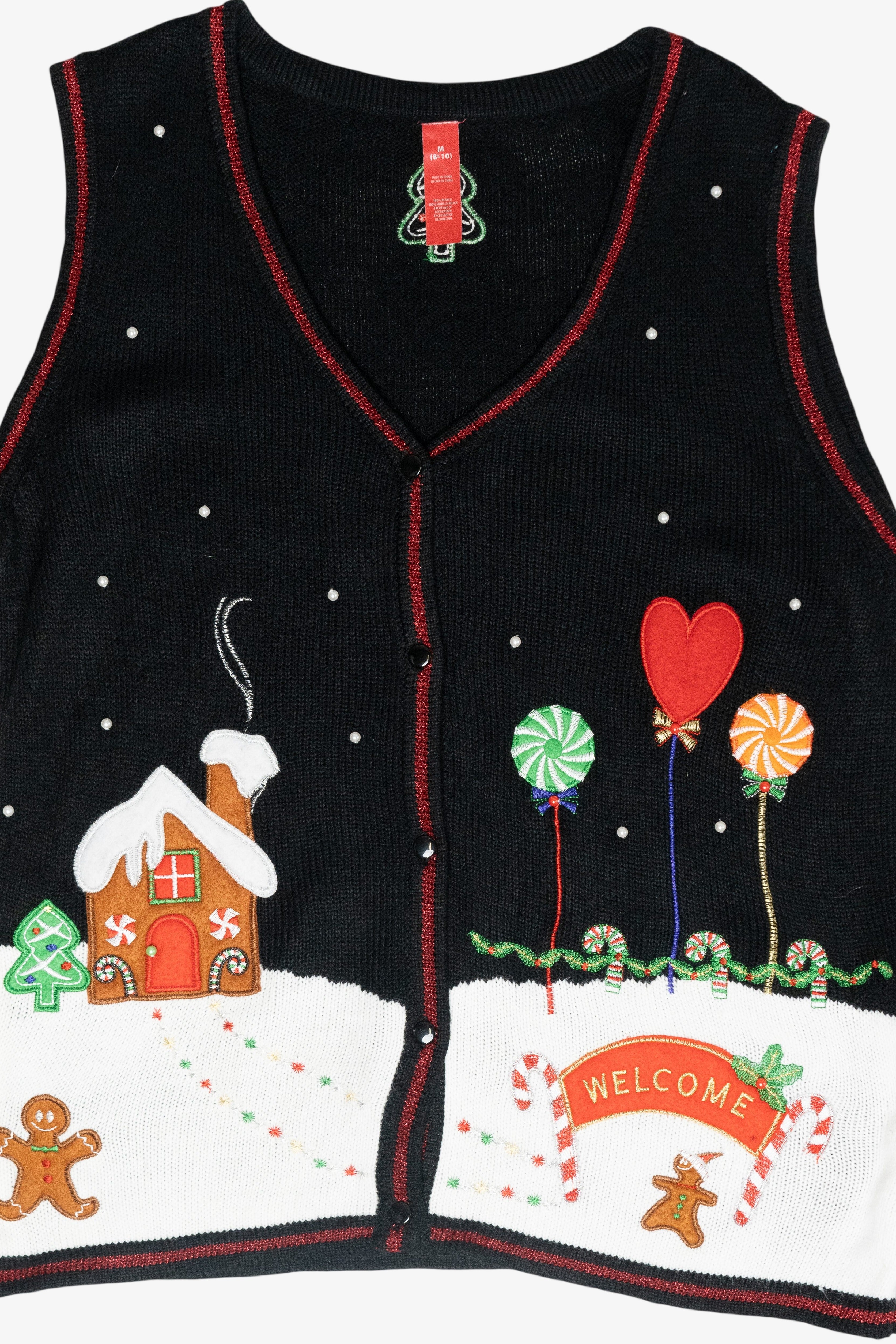 Gingerbread House Vintage Ugly Christmas Sweater Vest (2000s)