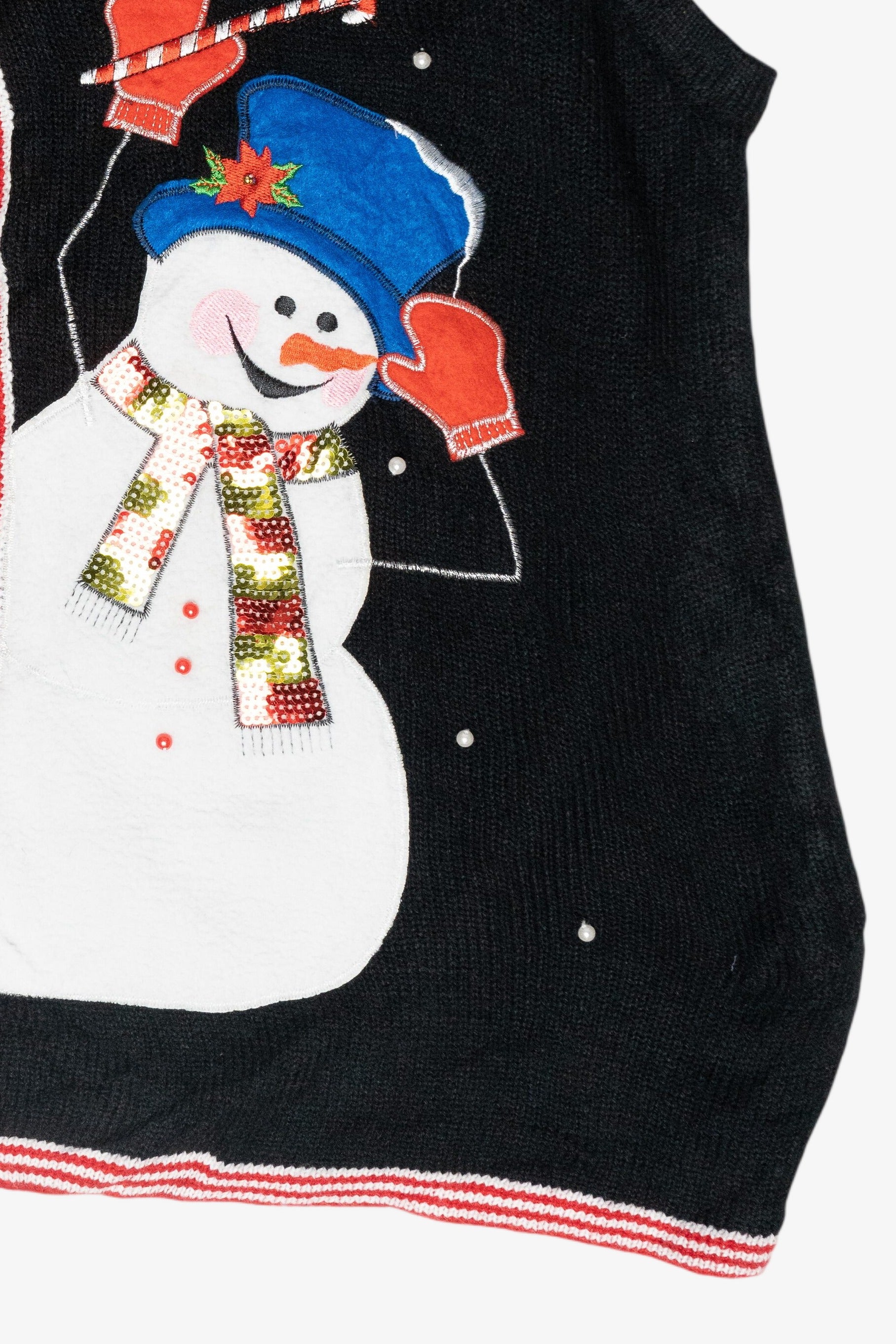 Candy Cane Stripe Snowmen Vintage Ugly Christmas Sweater Vest (2000s)