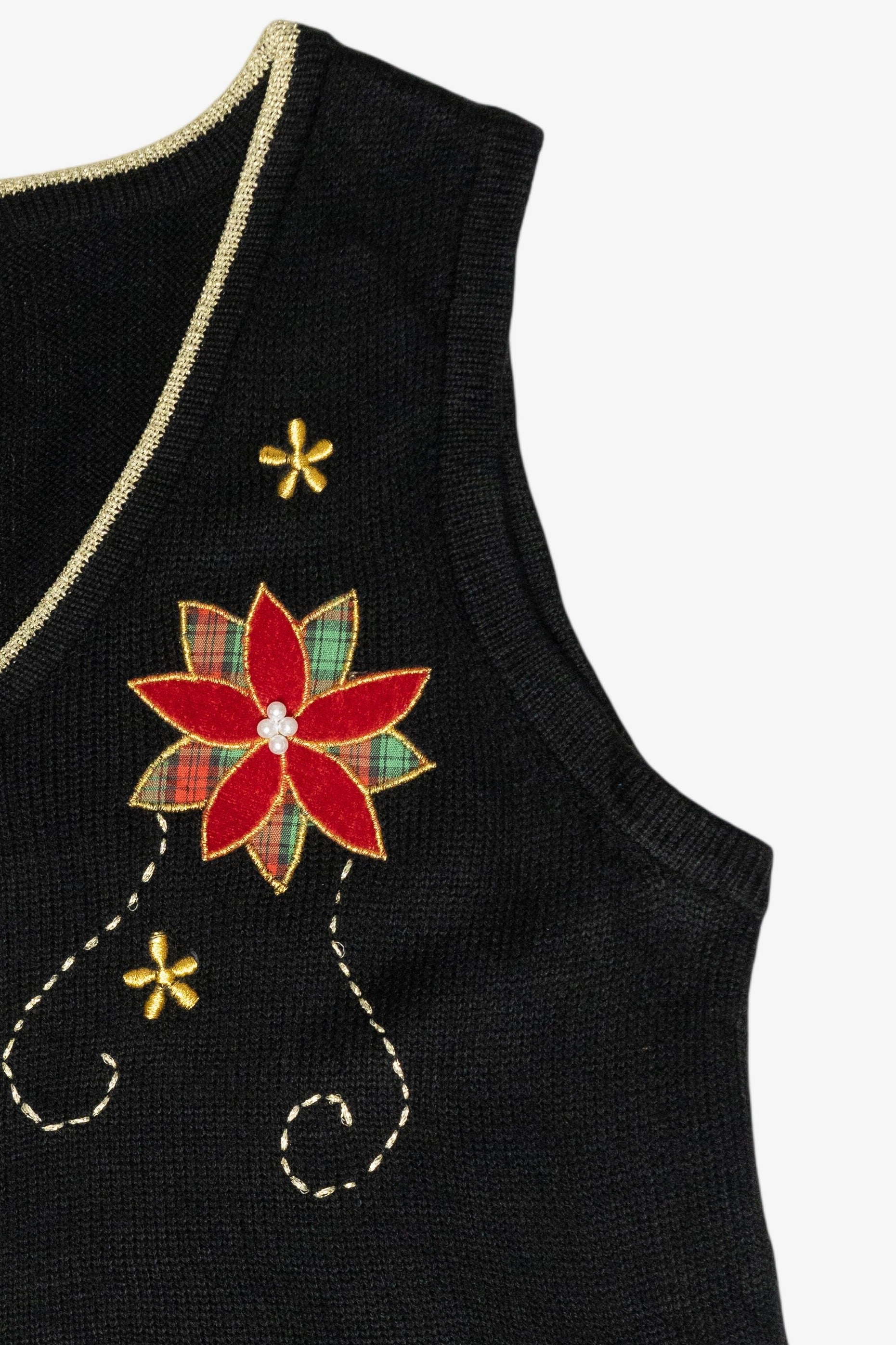 Holly Flowers Vintage Ugly Christmas Sweater Vest (2000s)