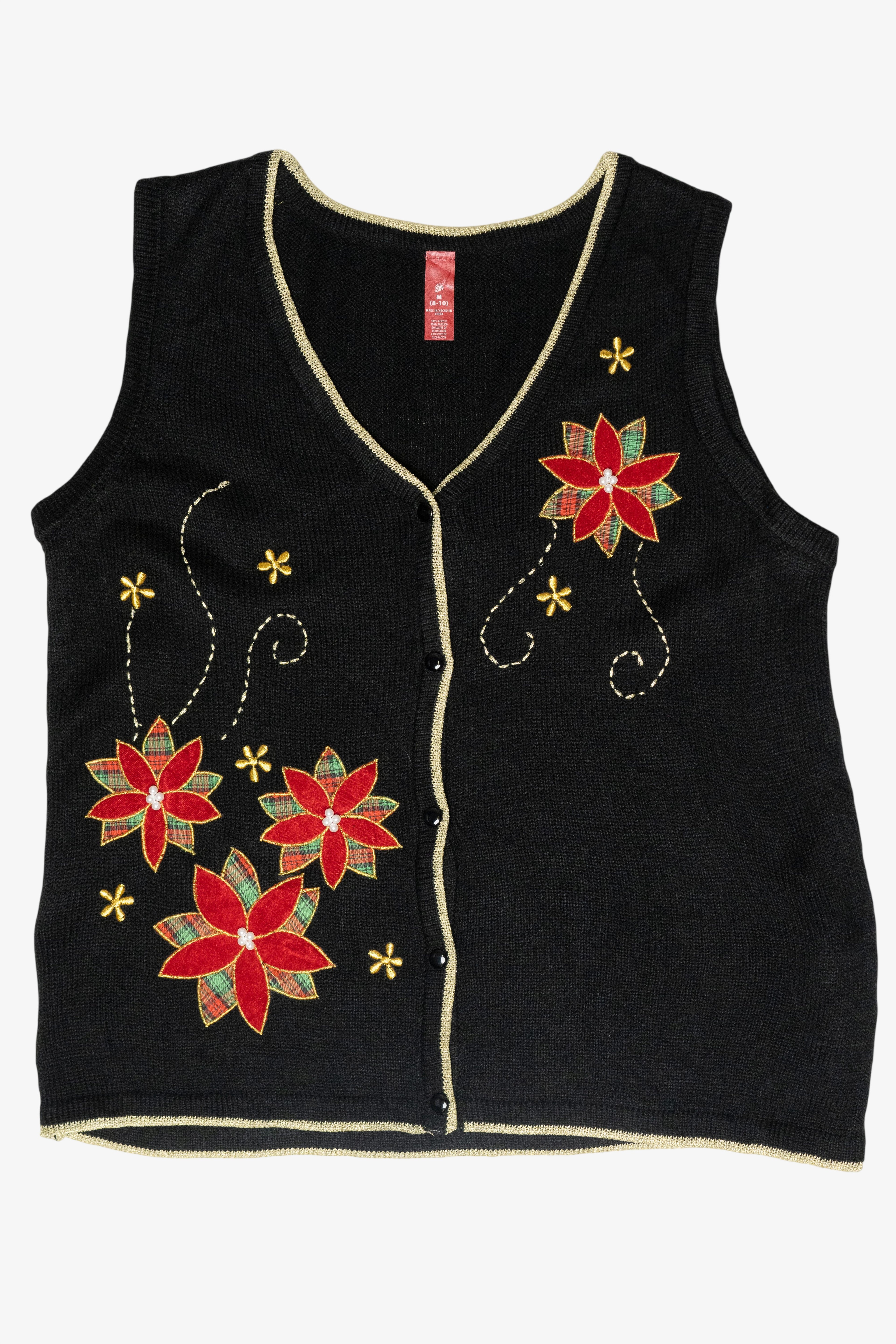 Holly Flowers Vintage Ugly Christmas Sweater Vest (2000s)