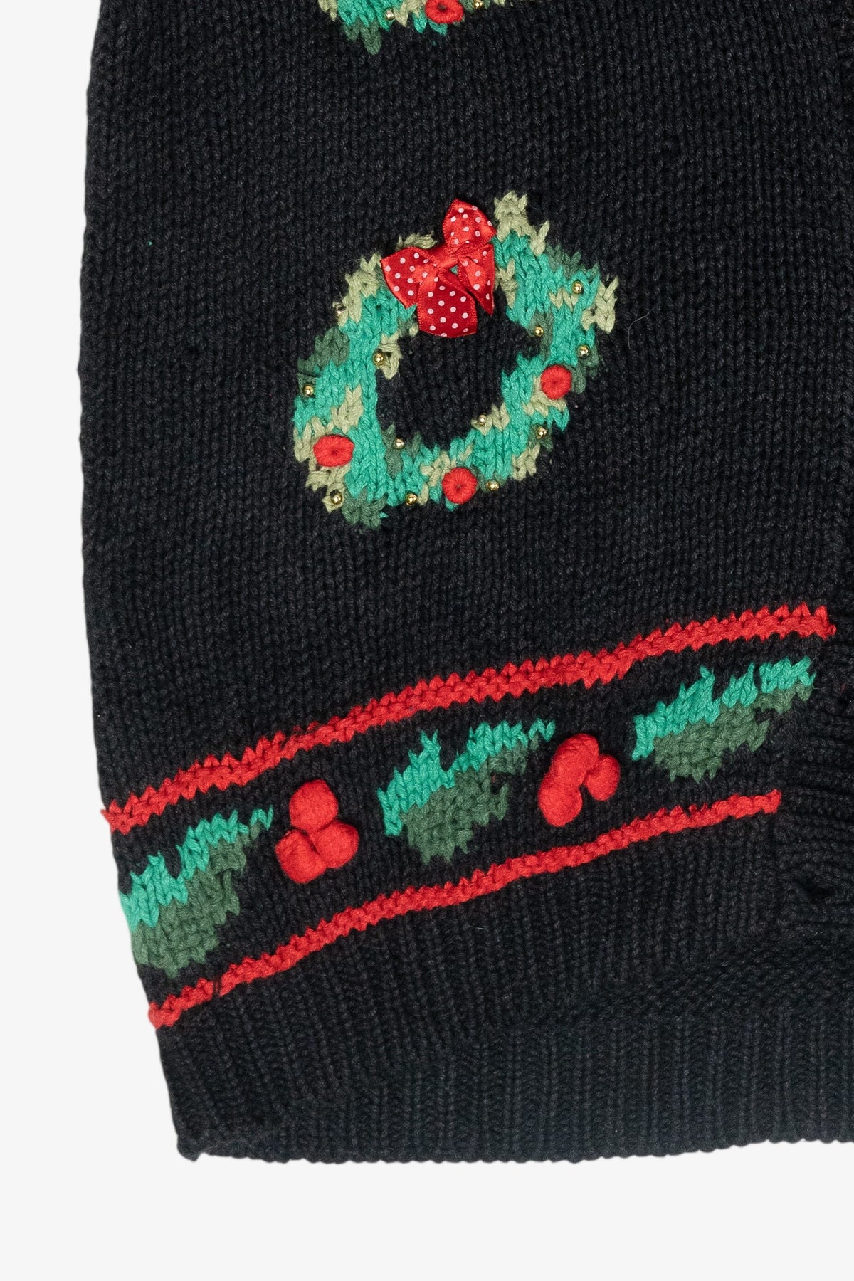 Wreaths Hand Knit Vintage Ugly Christmas Sweater Vest (1990s)