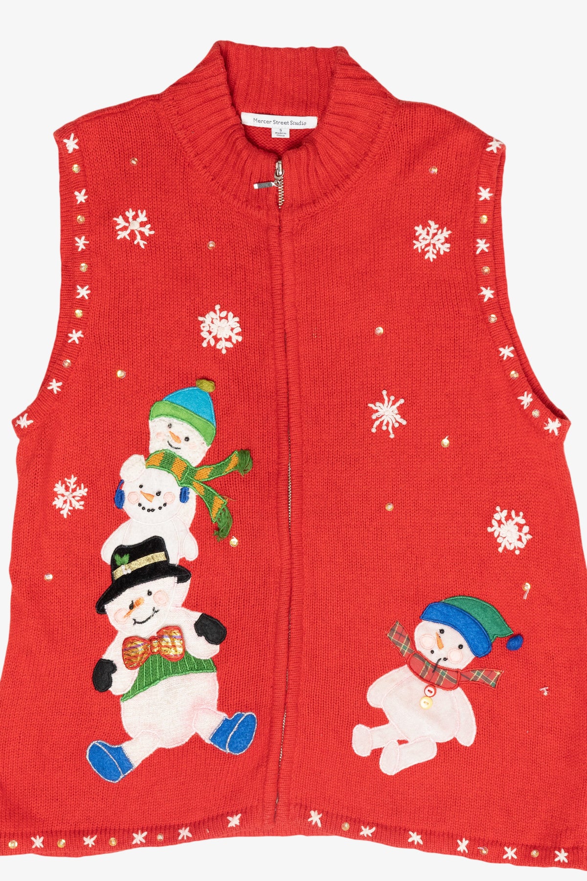 Silly Snowmen Vintage Ugly Christmas Sweater Vest (2000s)