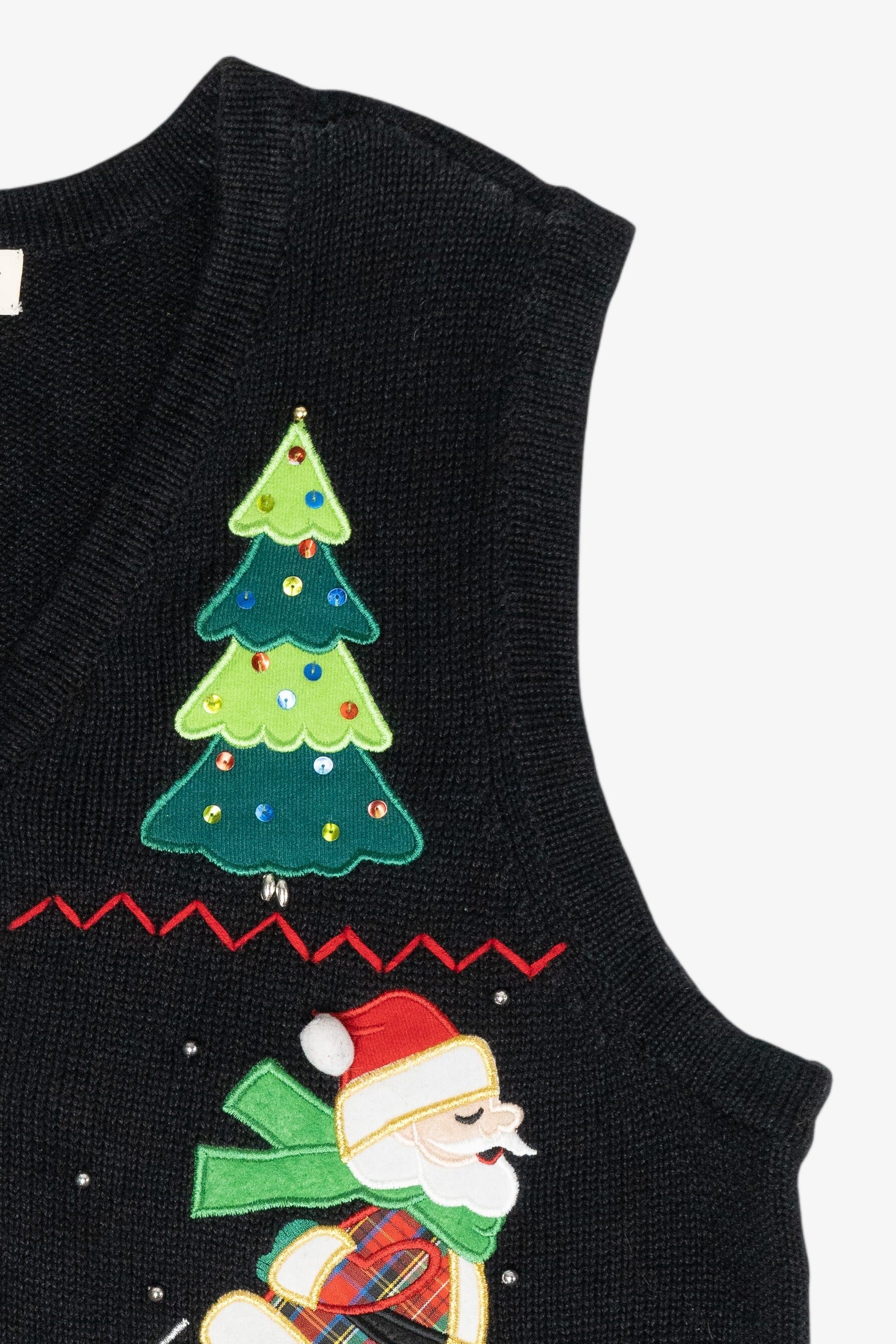 Skiing Santa Vintage Ugly Christmas Sweater Vest (1990s)