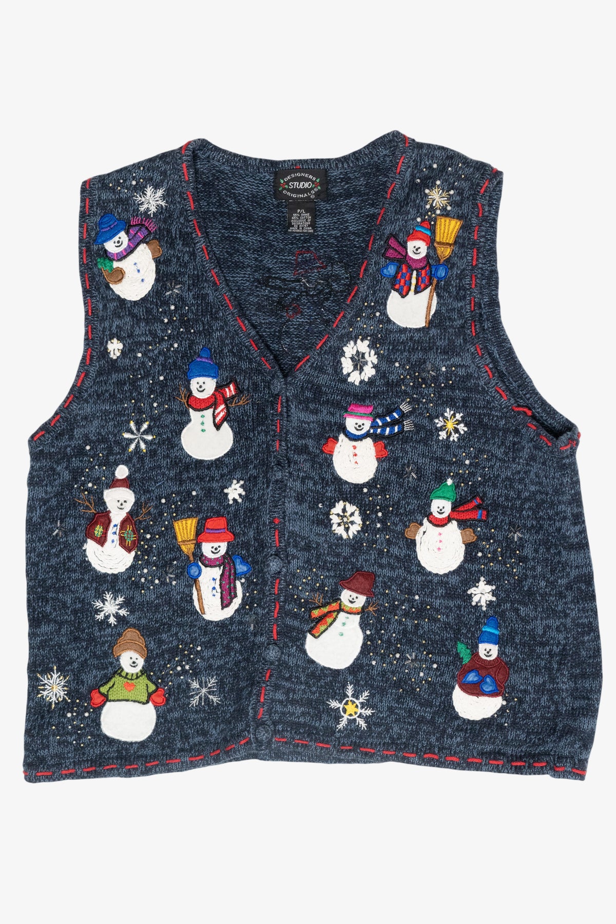 Snowman Friends Vintage Ugly Christmas Sweater Vest (1990s)