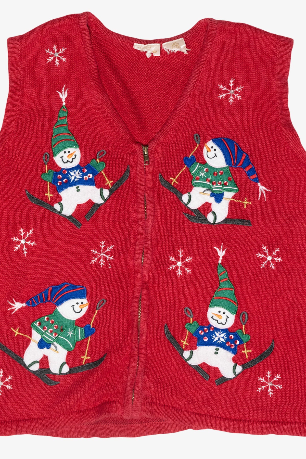 Skiing Snowmen Vintage Ugly Christmas Sweater Vest (1990s)