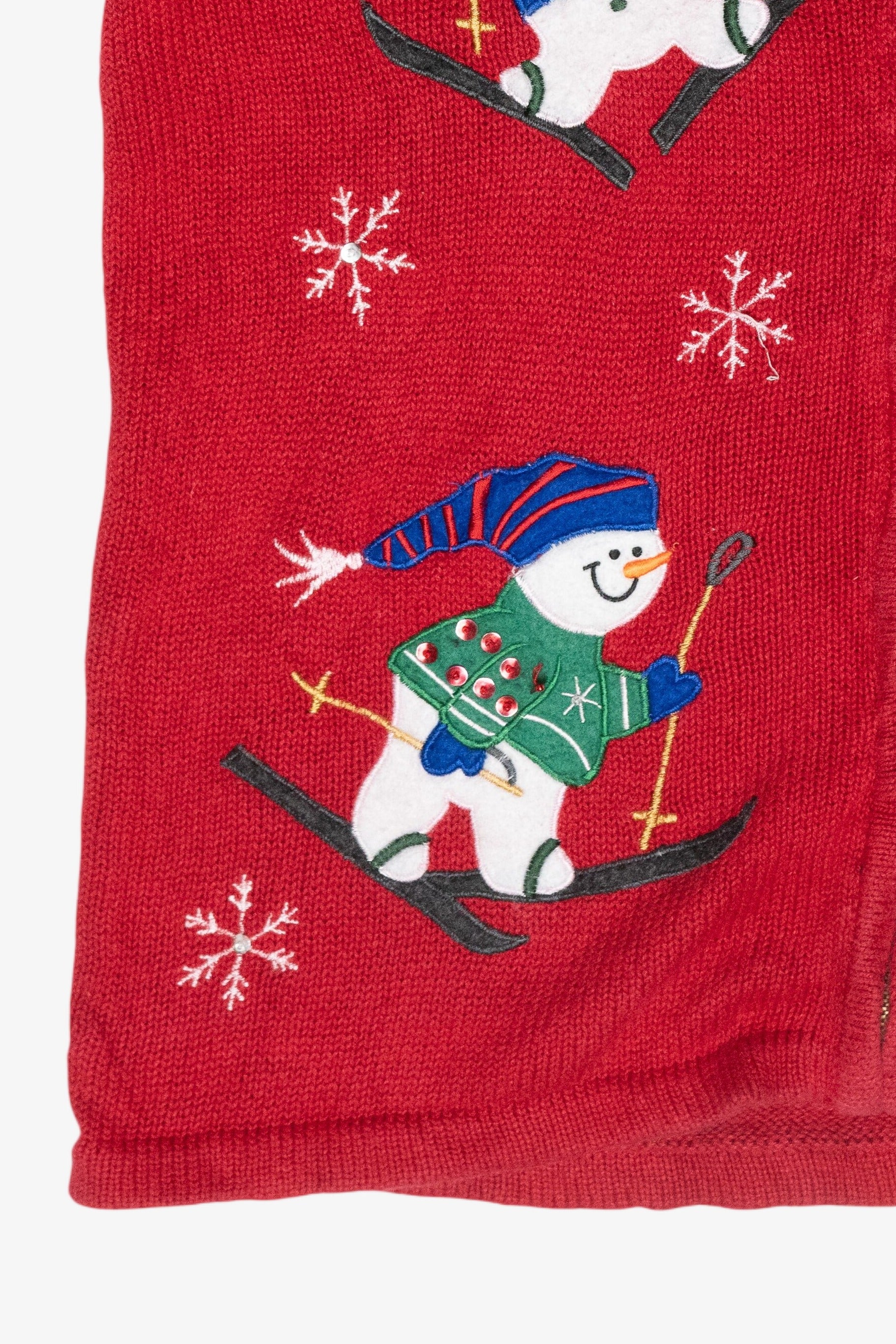 Skiing Snowmen Vintage Ugly Christmas Sweater Vest (1990s)