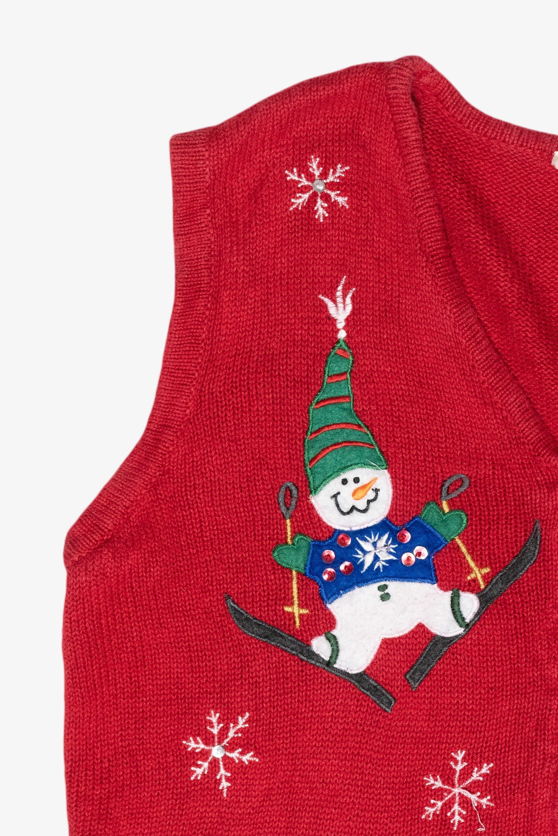 Skiing Snowmen Vintage Ugly Christmas Sweater Vest (1990s)