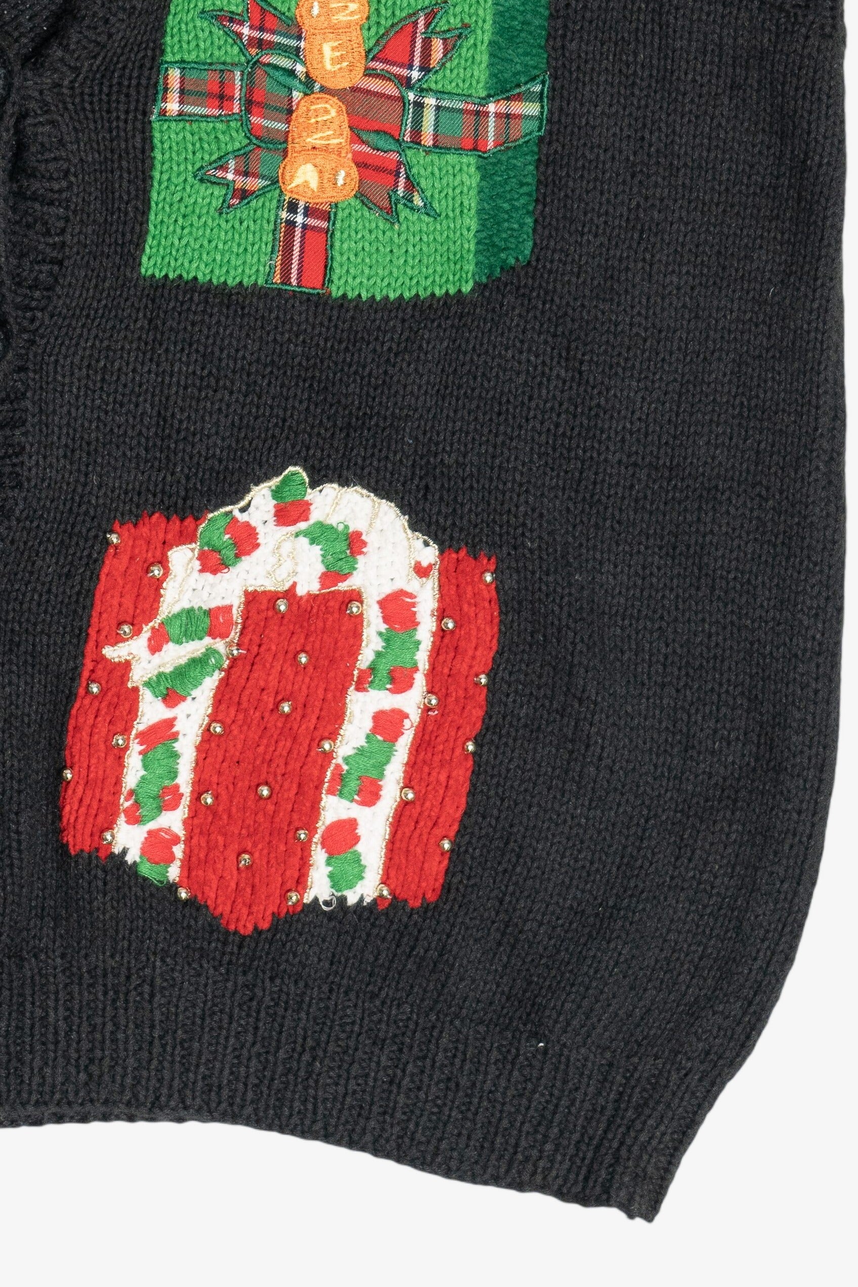 Vintage Hand Knit Presents Ugly Christmas Vest (1980s)